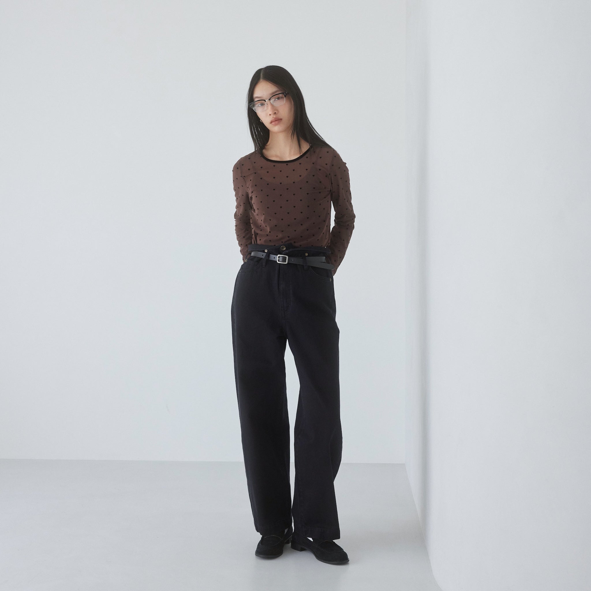 Over-waist wide denim SRN05