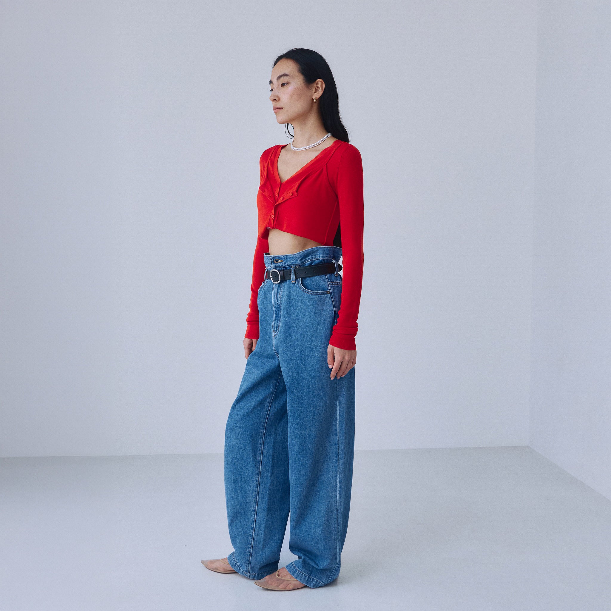 オーバーウエストワイドデニム SRN05