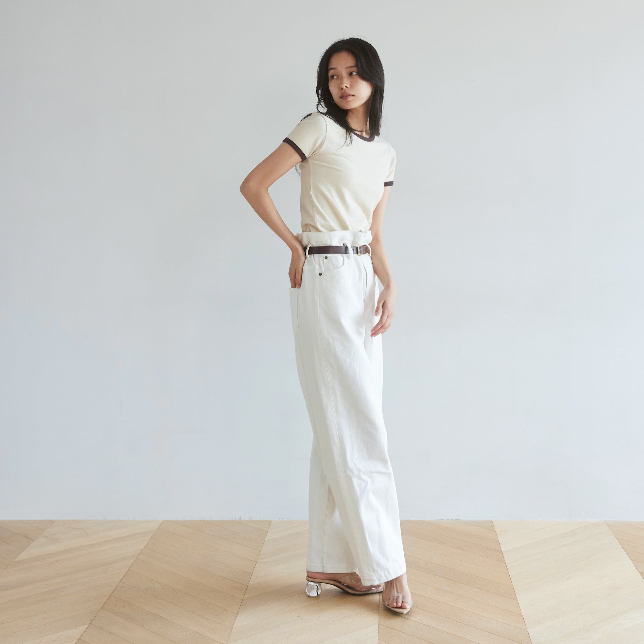 Over-waist wide denim SRN05