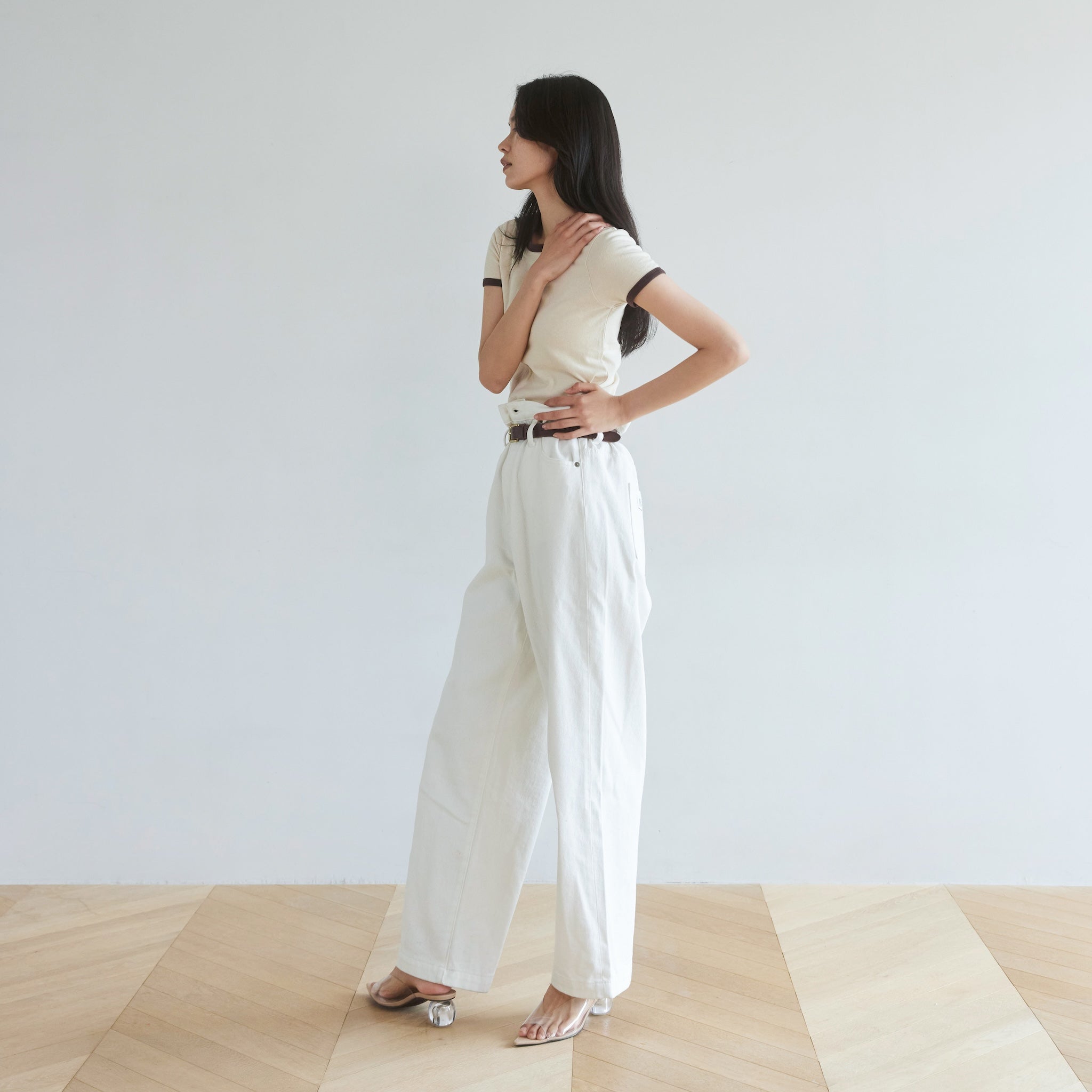 Over-waist wide denim SRN05