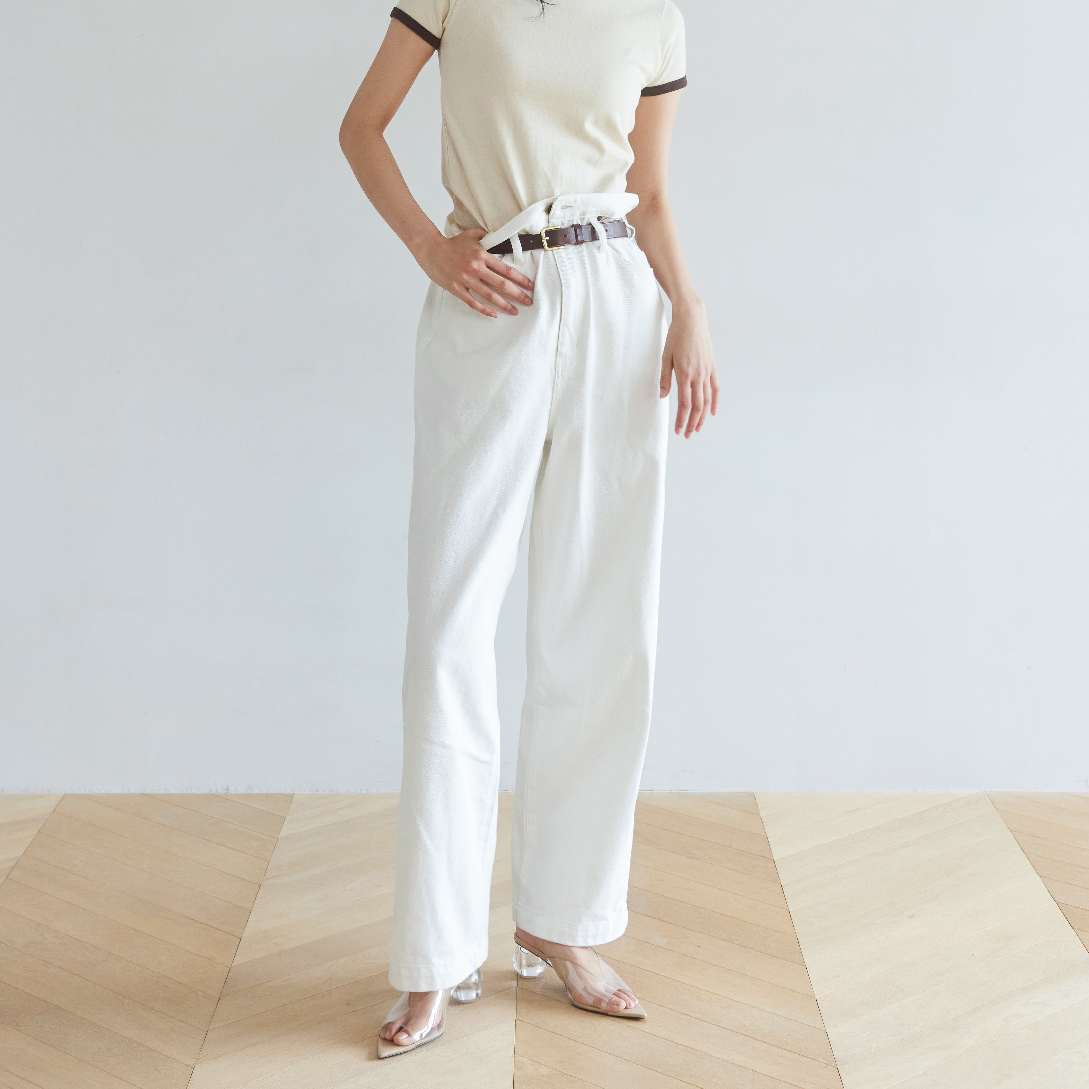 Over-waist wide denim SRN05