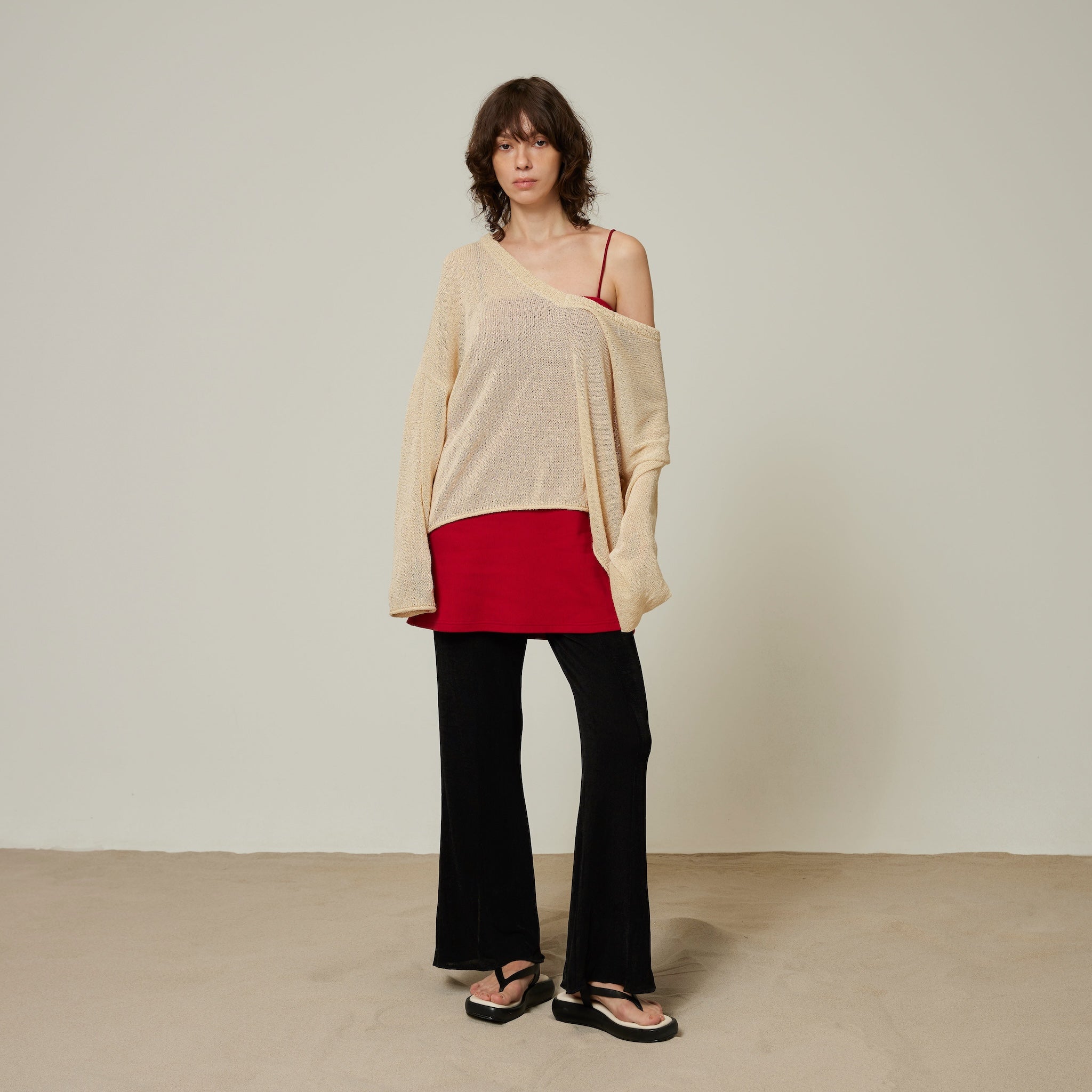 PAPER KNIT 2wayルーズトップス