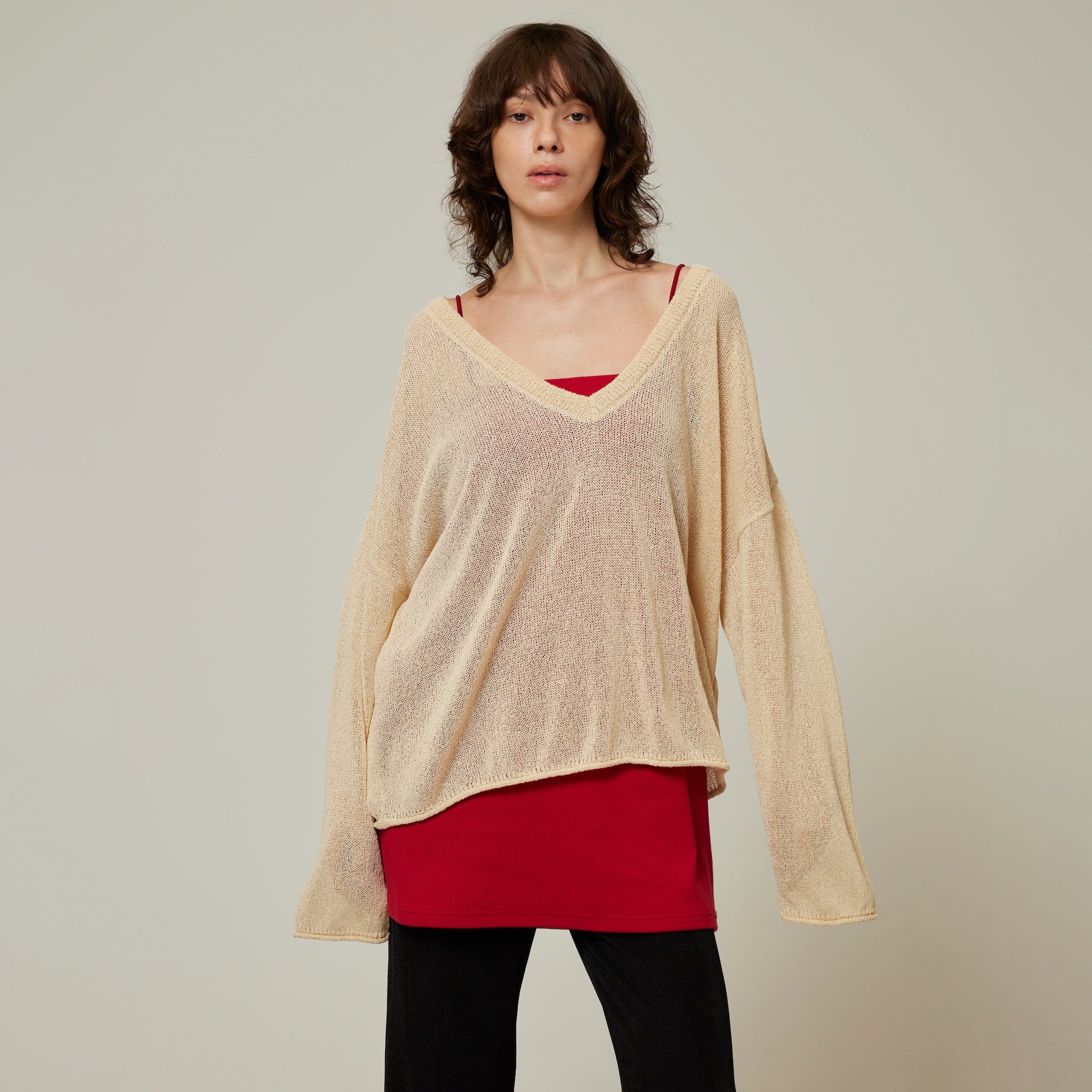 PAPER KNIT 2wayルーズトップス