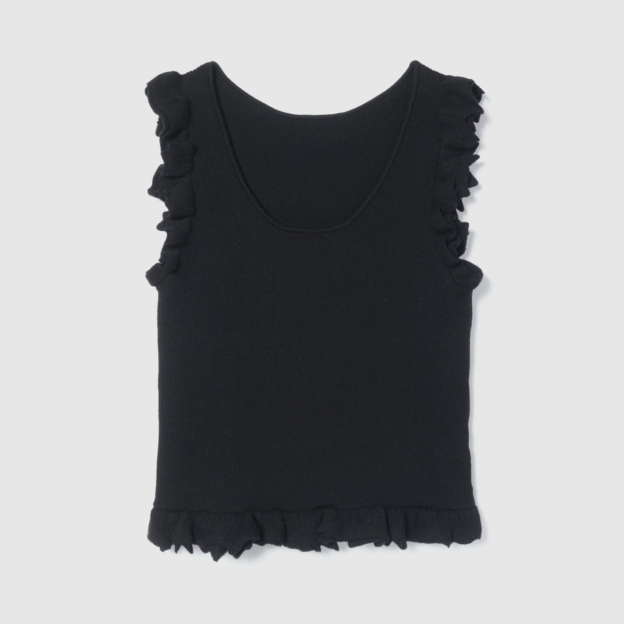 Linen combination FRILL knit top