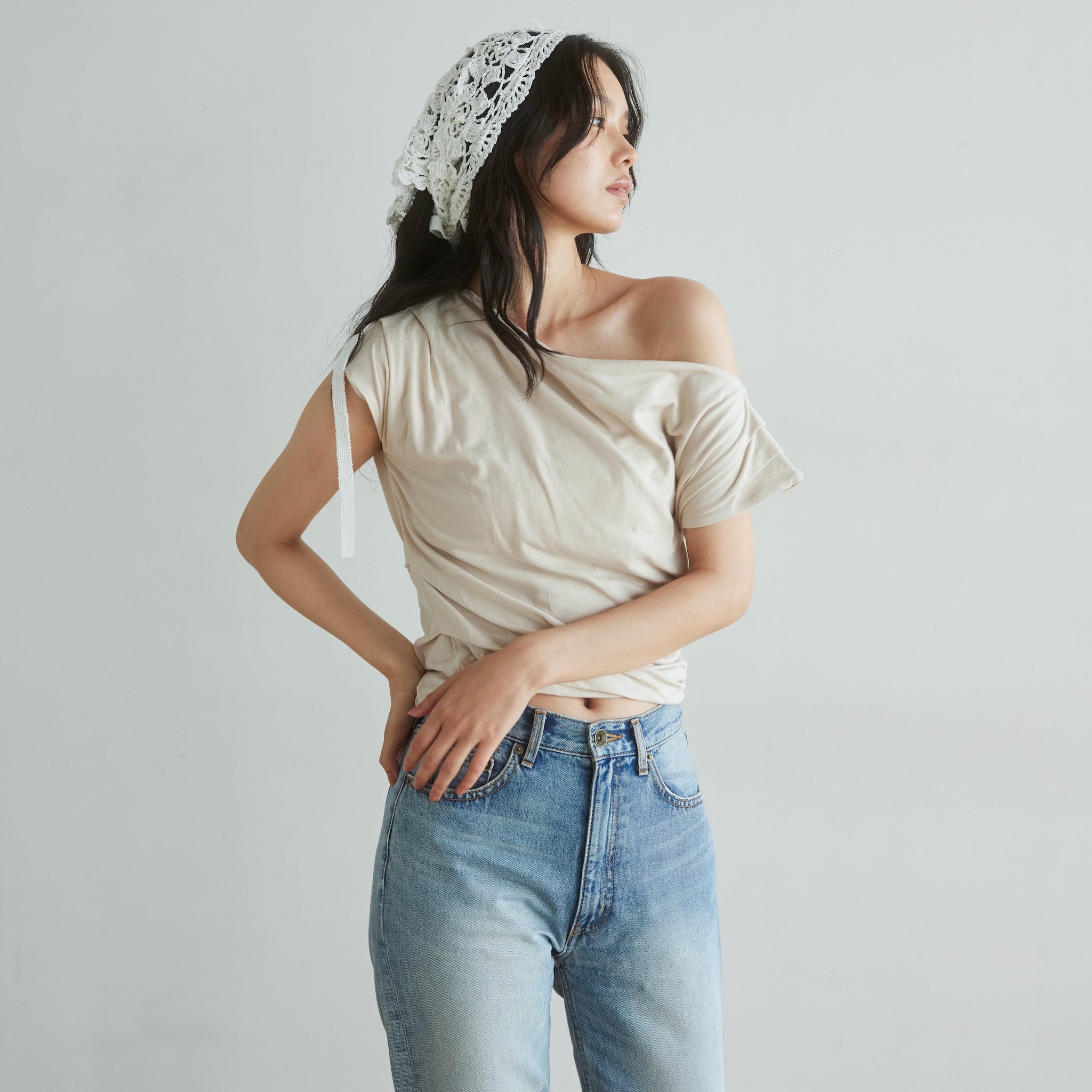Stretch Light Cotton Asymmetric Top