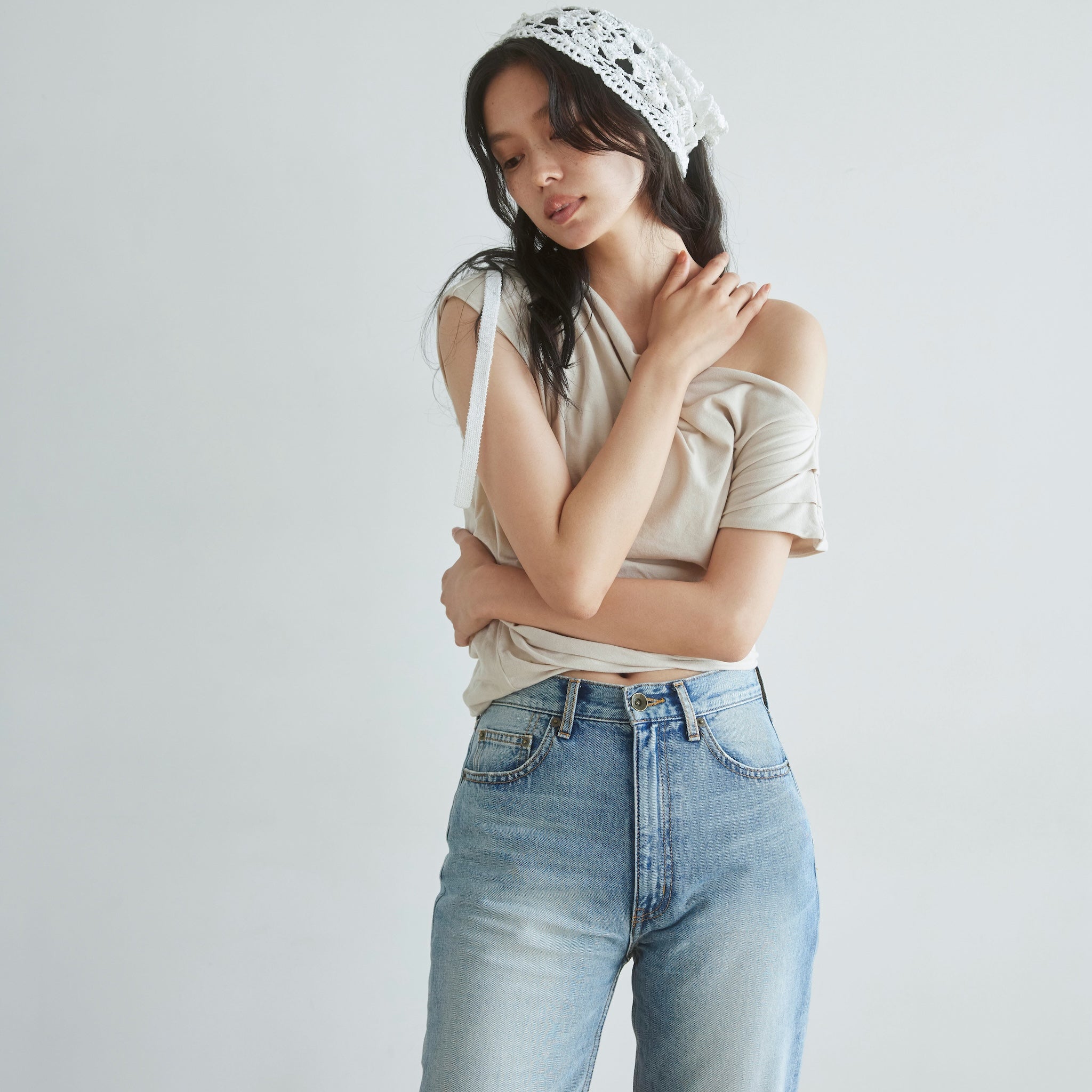 Stretch Light Cotton Asymmetric Top
