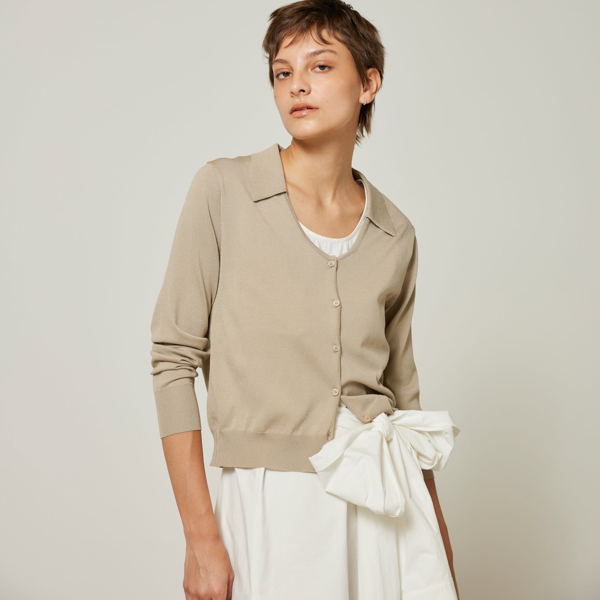 Icy collar Vカットカーディガン