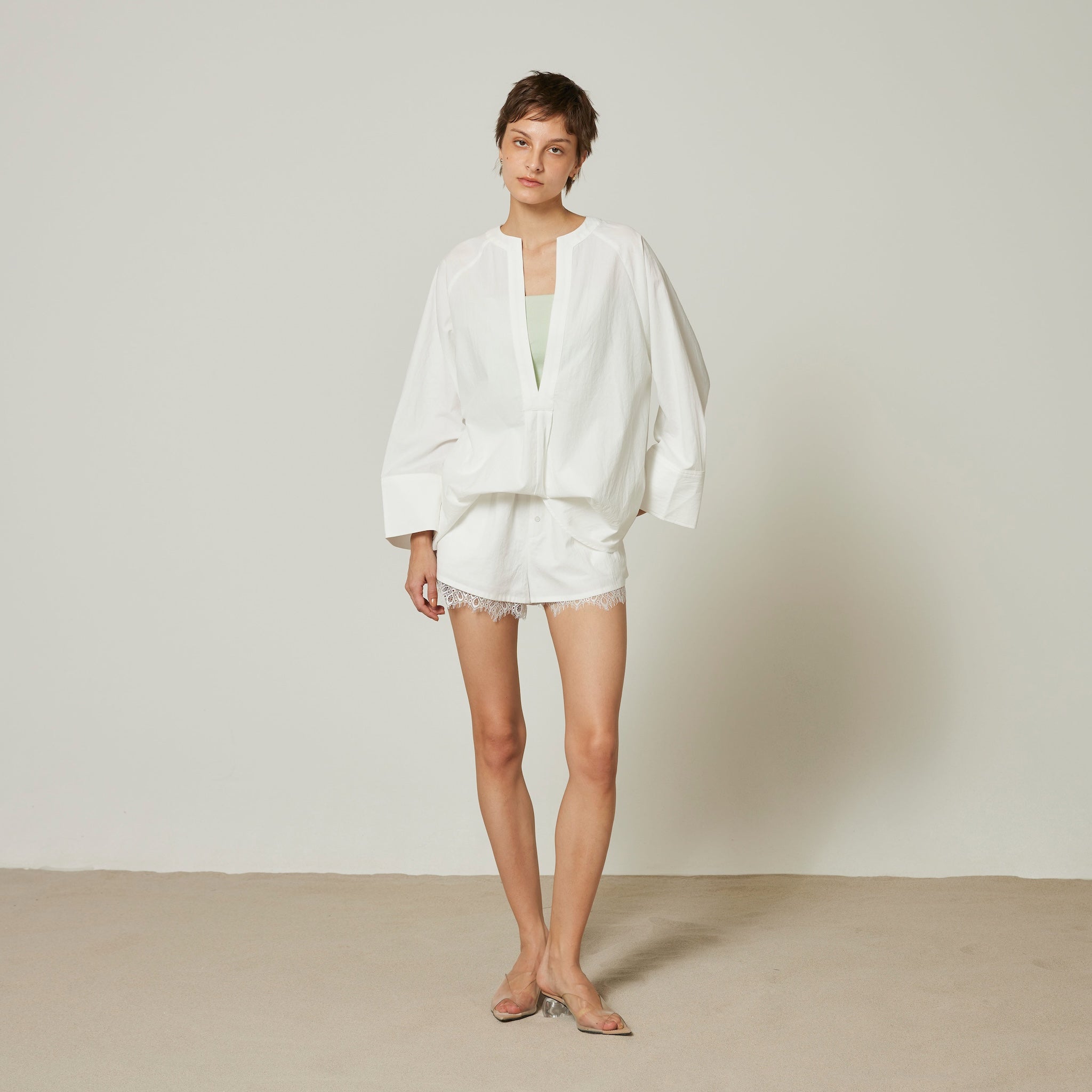 Cotton Washプルオーバーチュニックシャツ