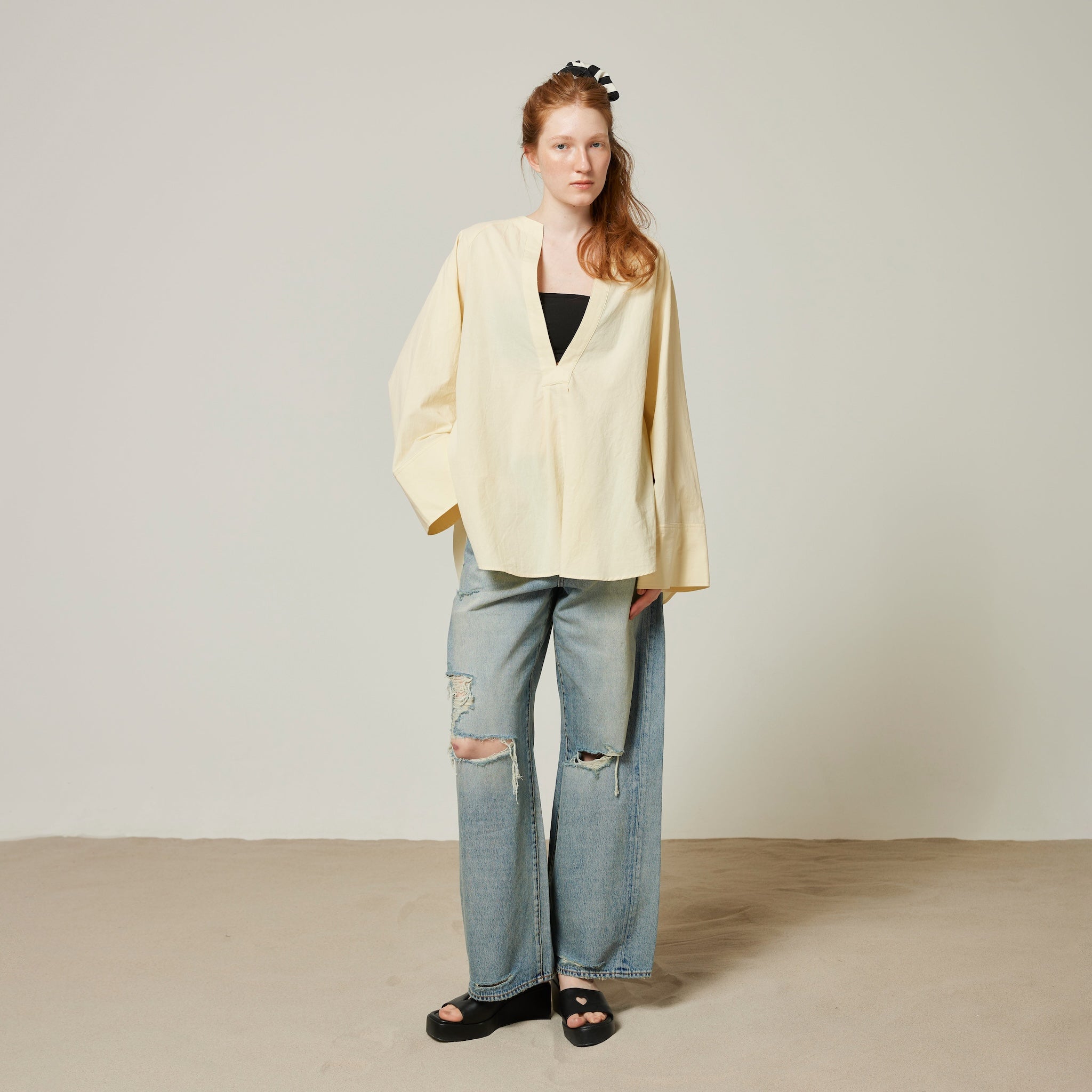 Cotton Washプルオーバーチュニックシャツ