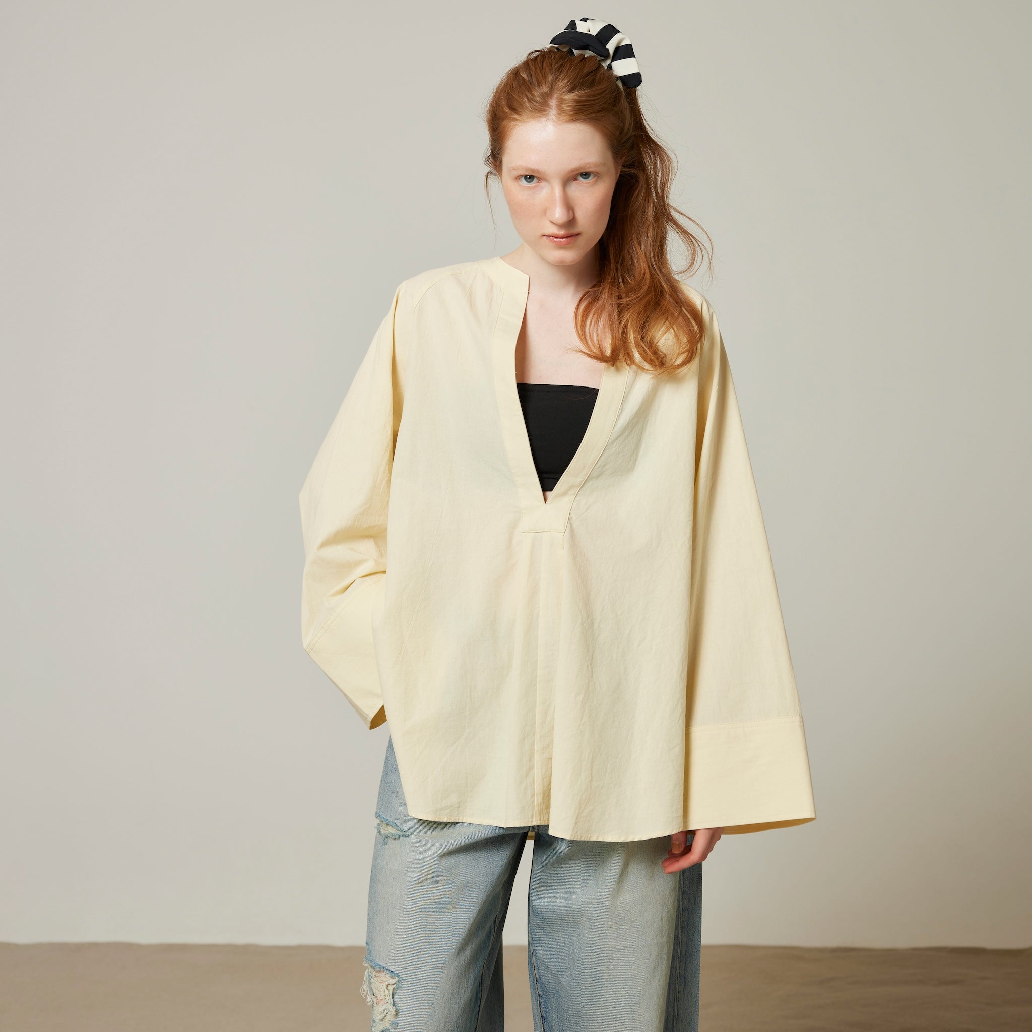 Cotton Washプルオーバーチュニックシャツ