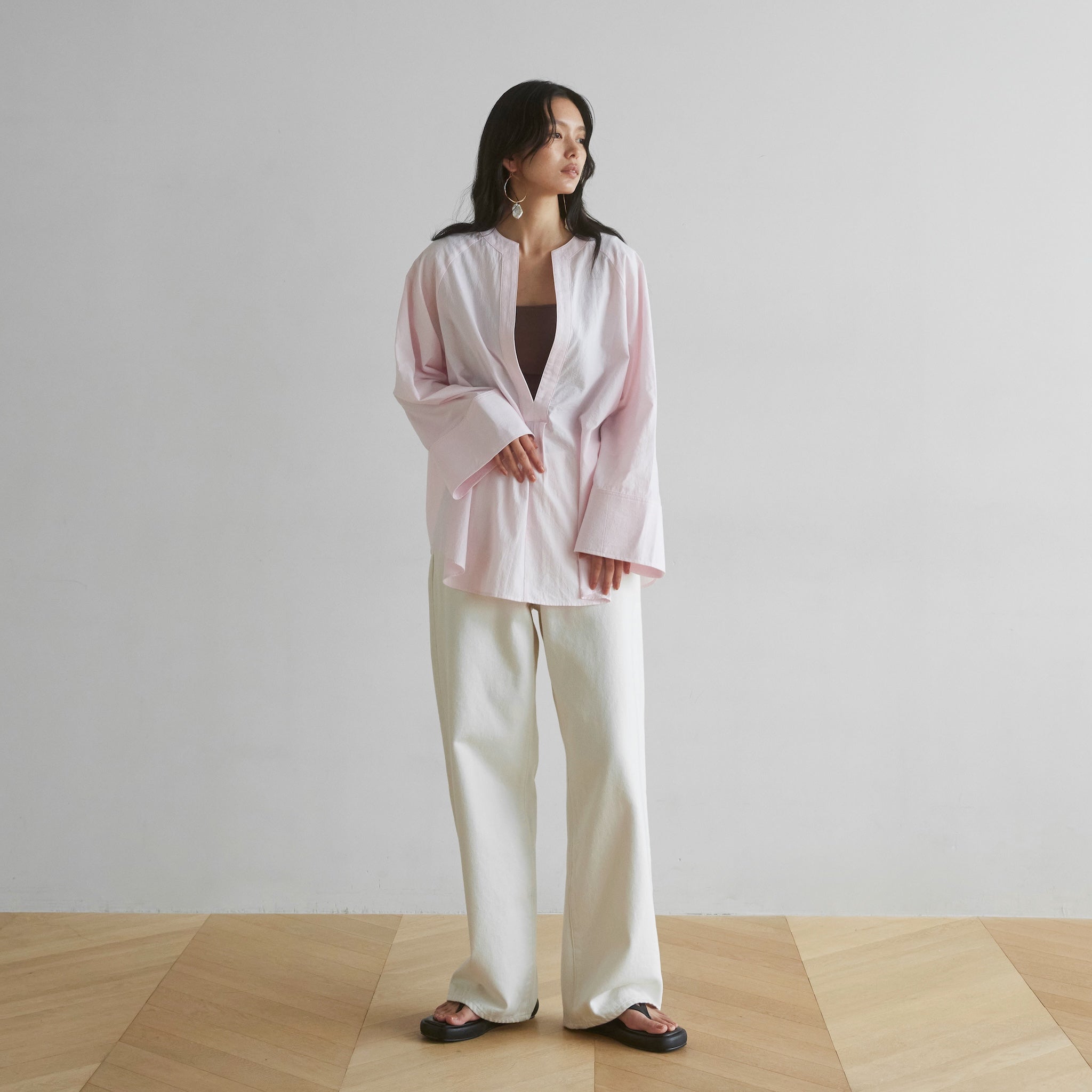 Cotton Washプルオーバーチュニックシャツ