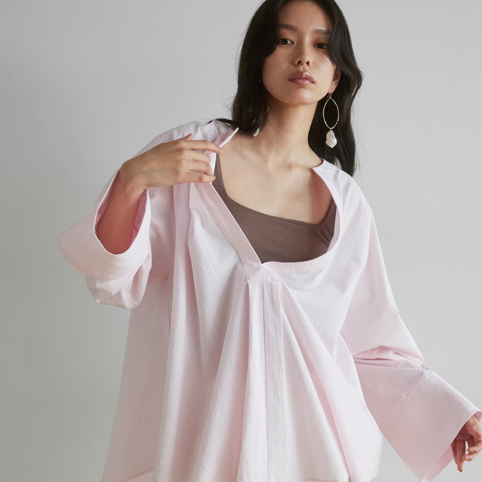 Cotton Washプルオーバーチュニックシャツ