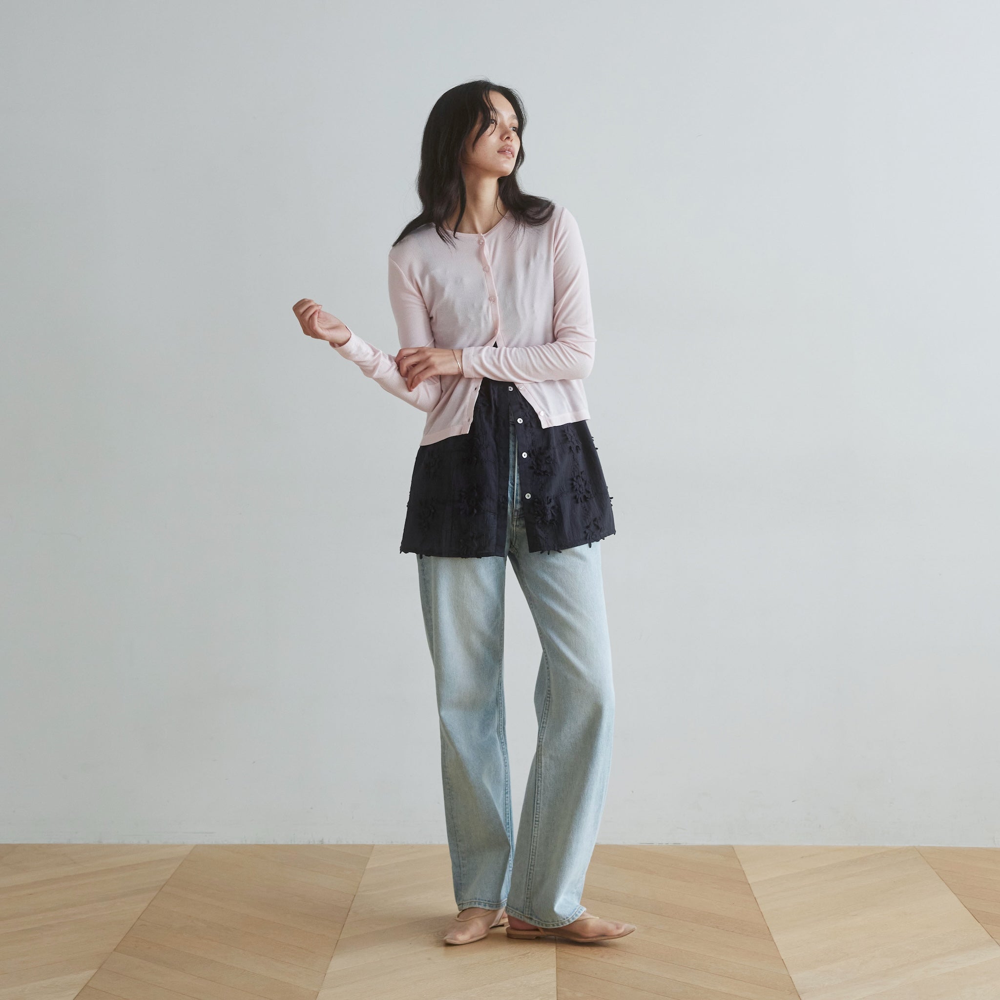 Sheer RIB 2wayカーディガン