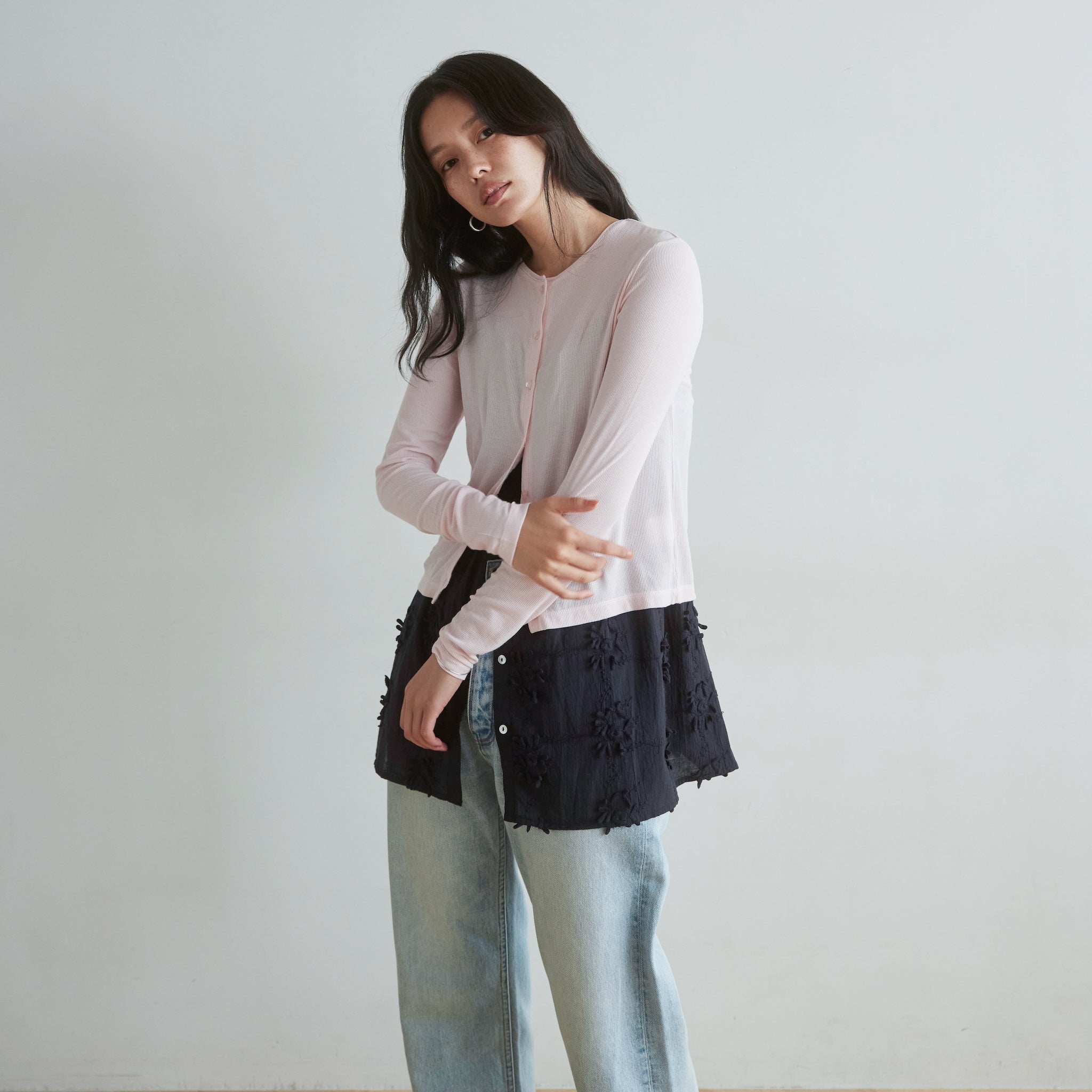 Sheer RIB 2wayカーディガン