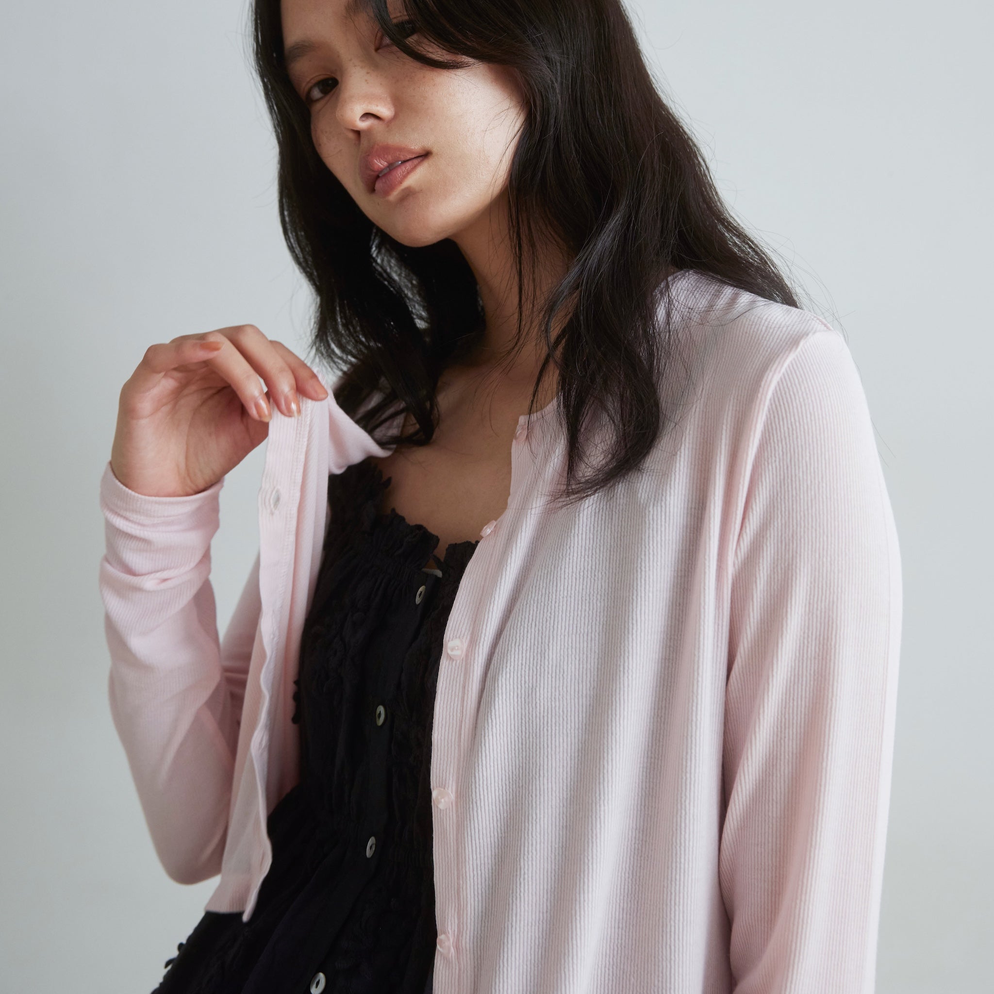 Sheer RIB 2wayカーディガン