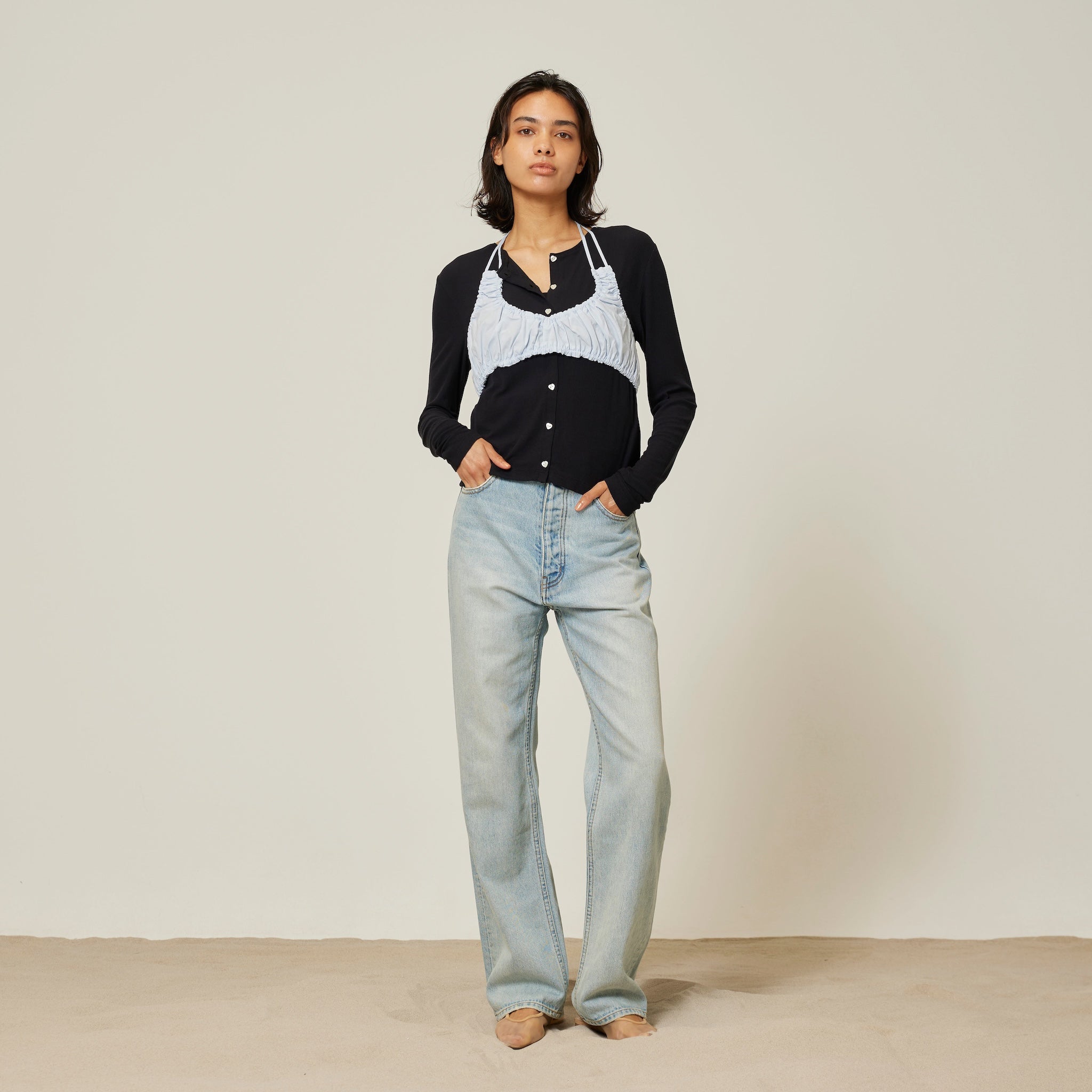 Sheer RIB 2wayカーディガン