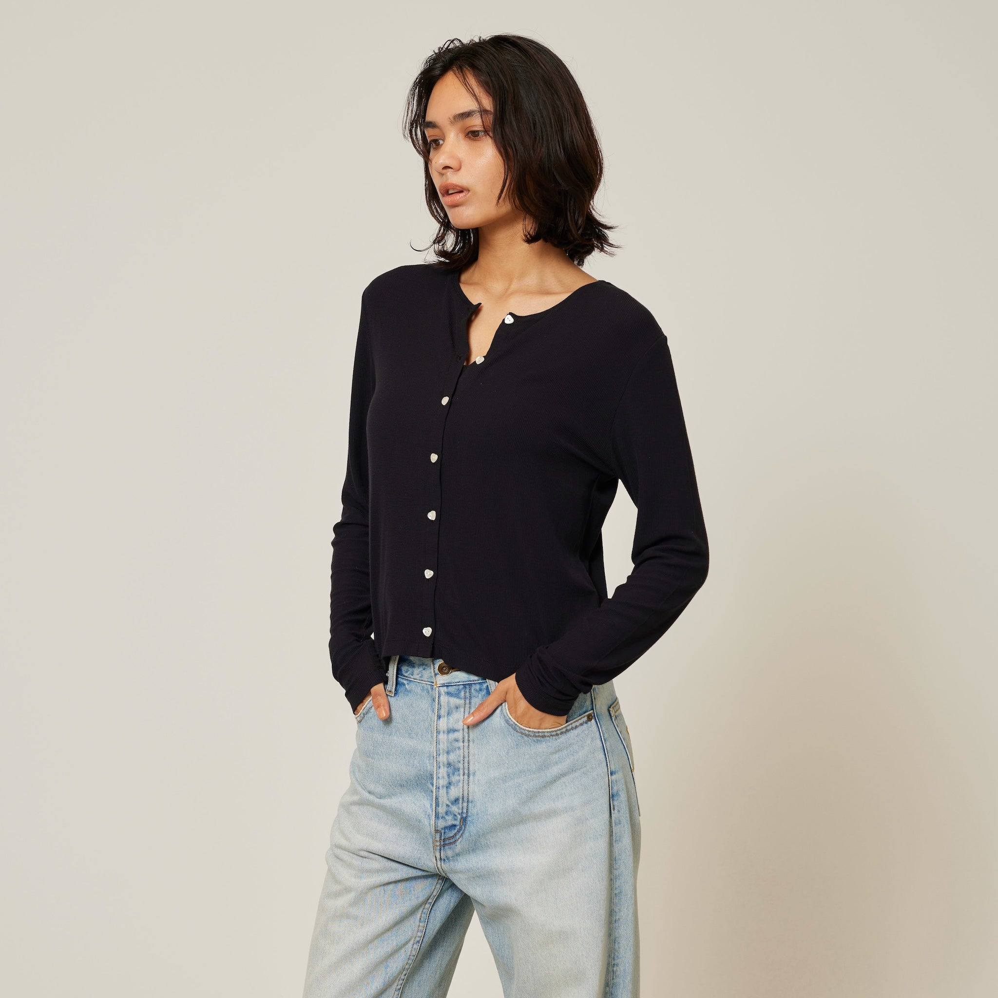 Sheer RIB 2wayカーディガン
