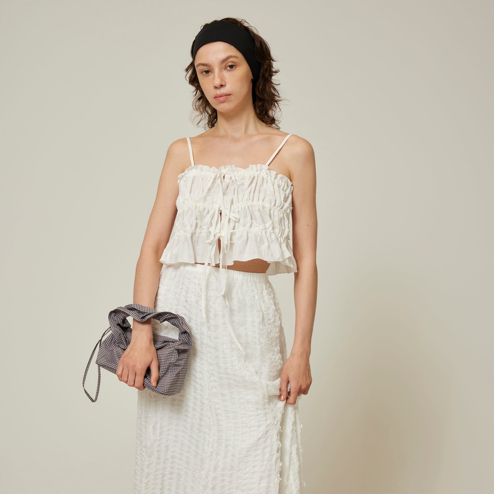 Double shirred mini bustier