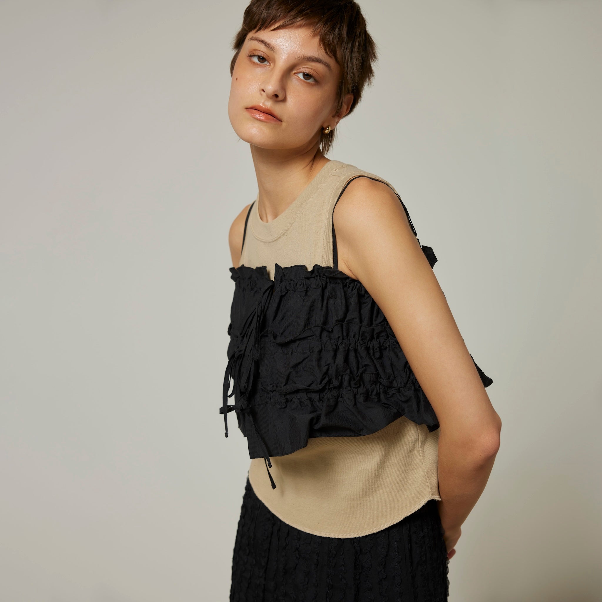 Double shirred mini bustier
