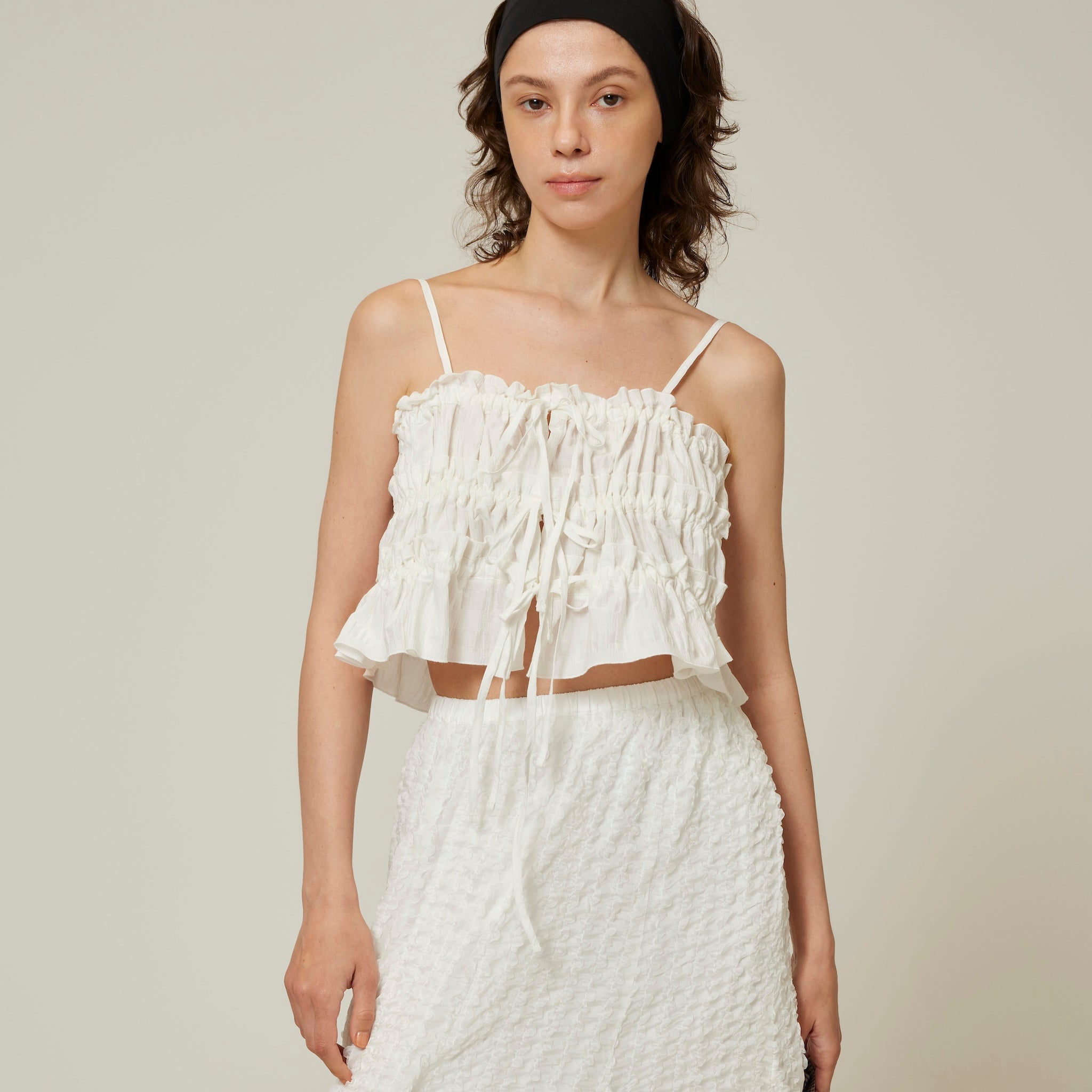 Double shirred mini bustier