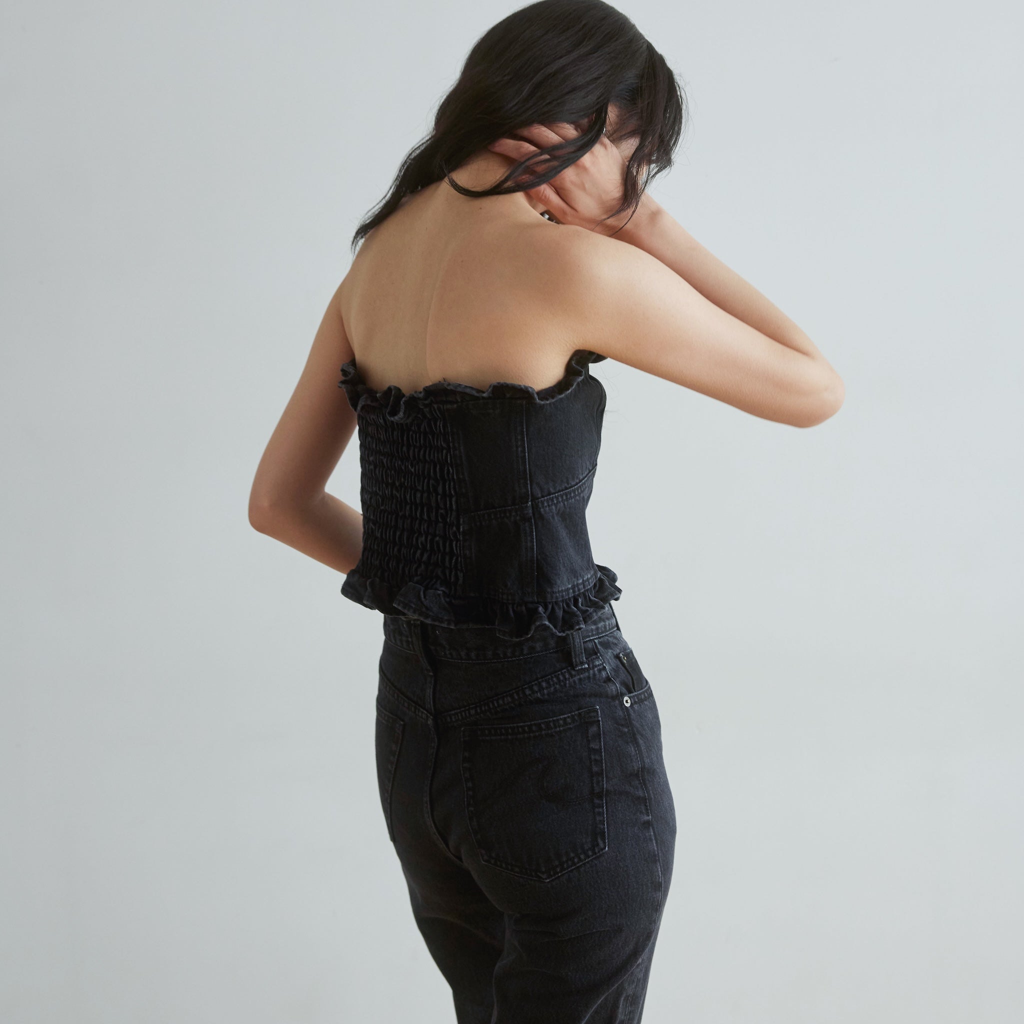 Denim frill bustier