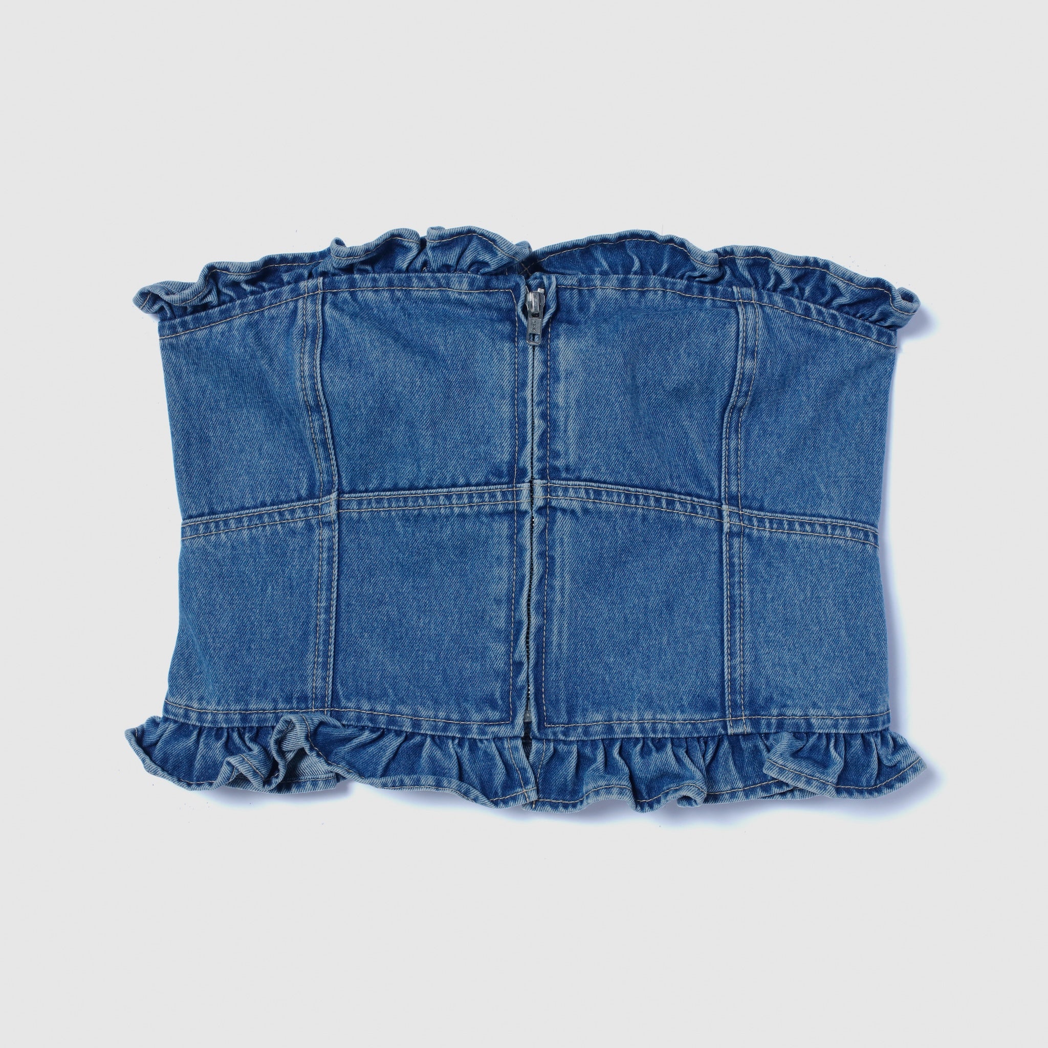 Denim frill bustier
