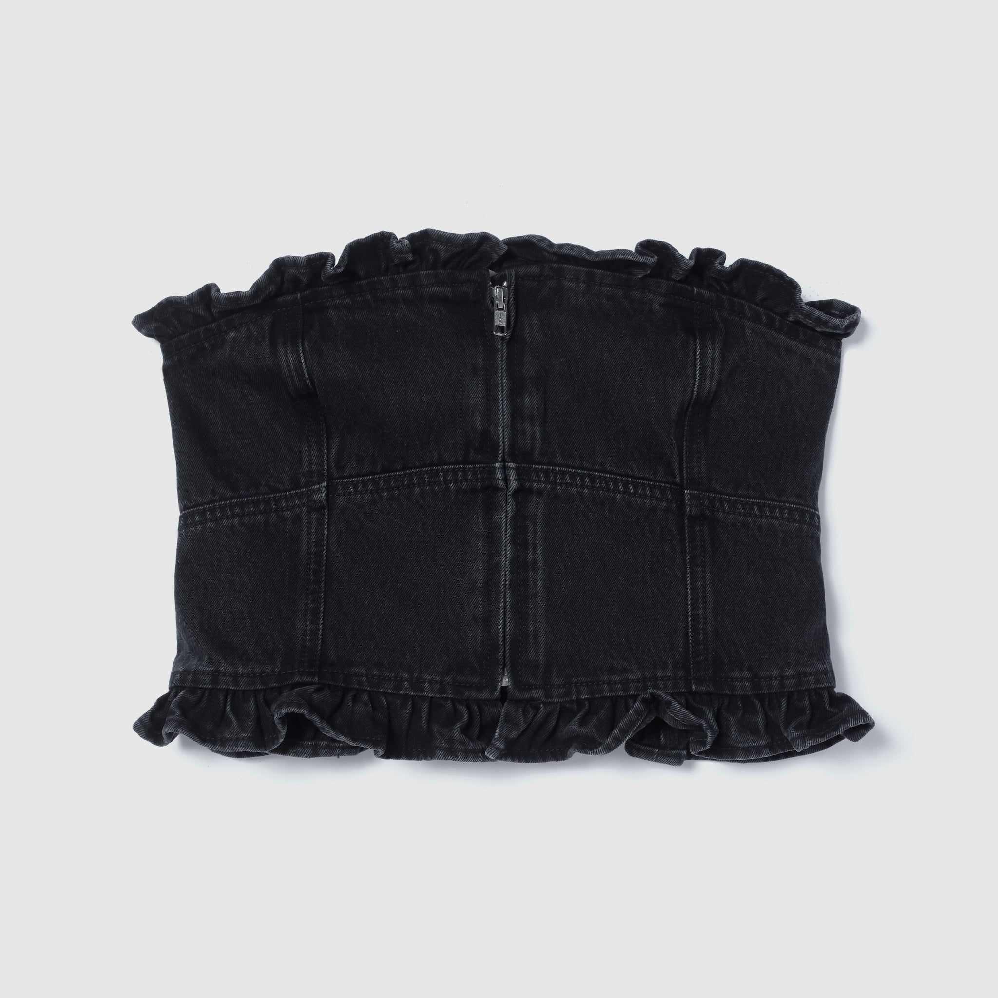 Denim frill bustier