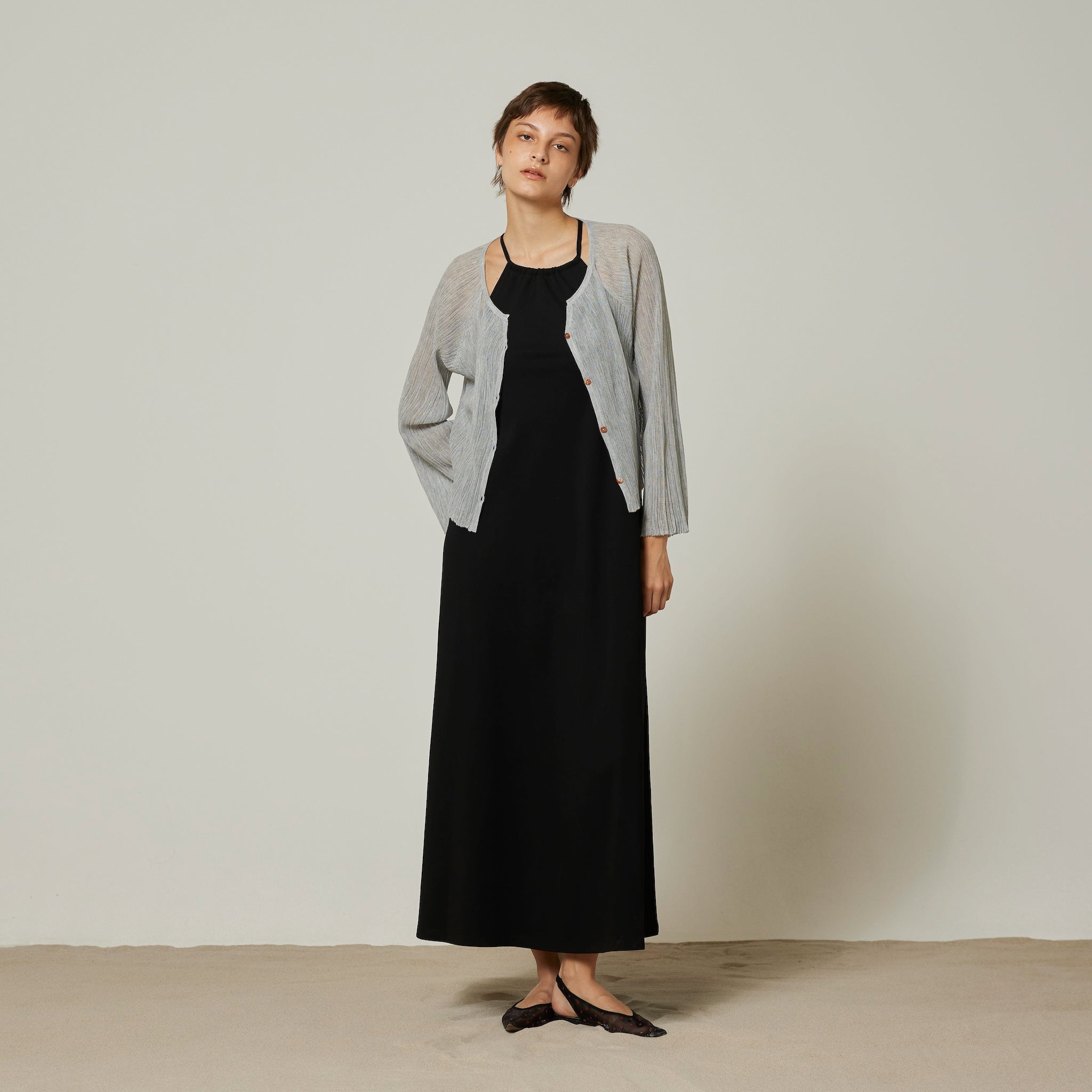 Silk-satin cotton flare dress