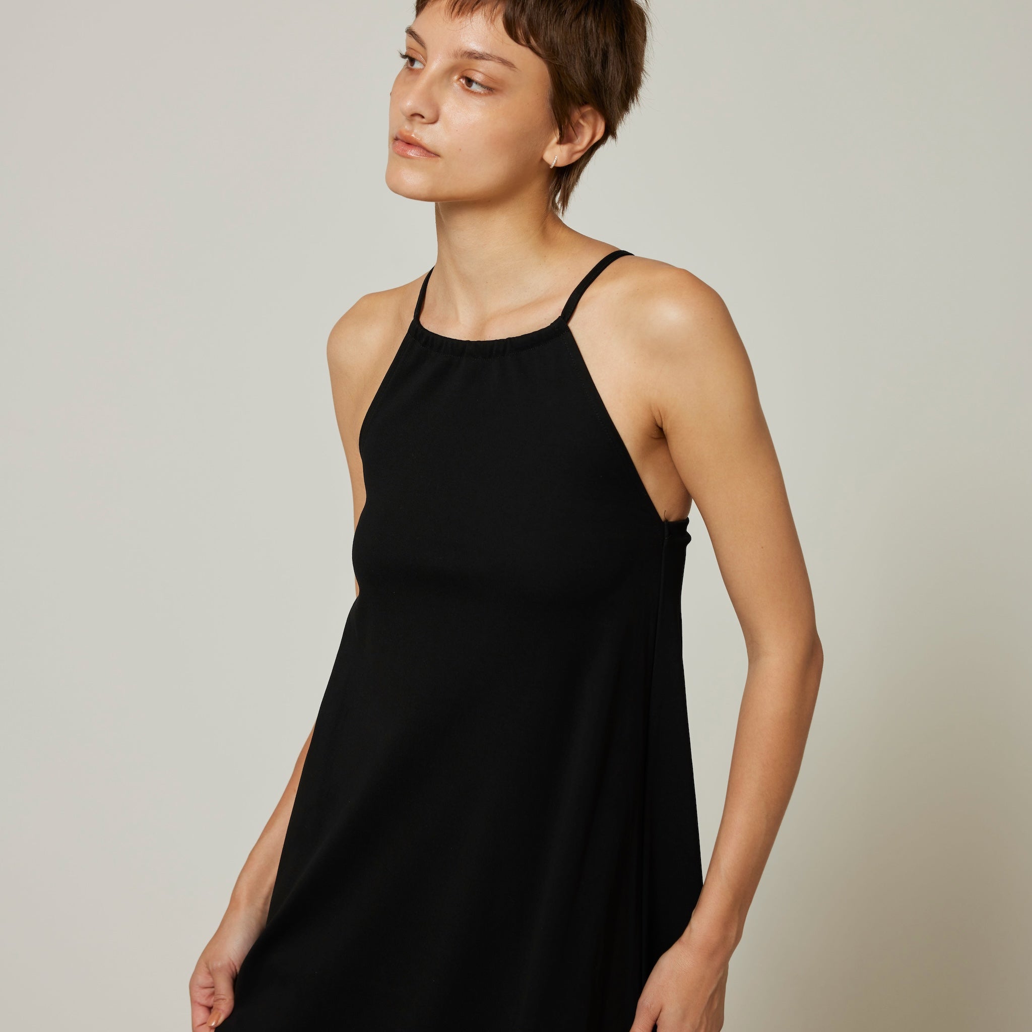 Silk-satin cotton flare dress
