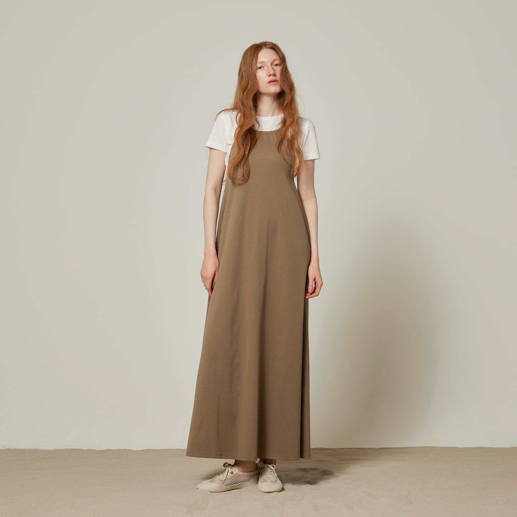 Silk-satin cotton flare dress