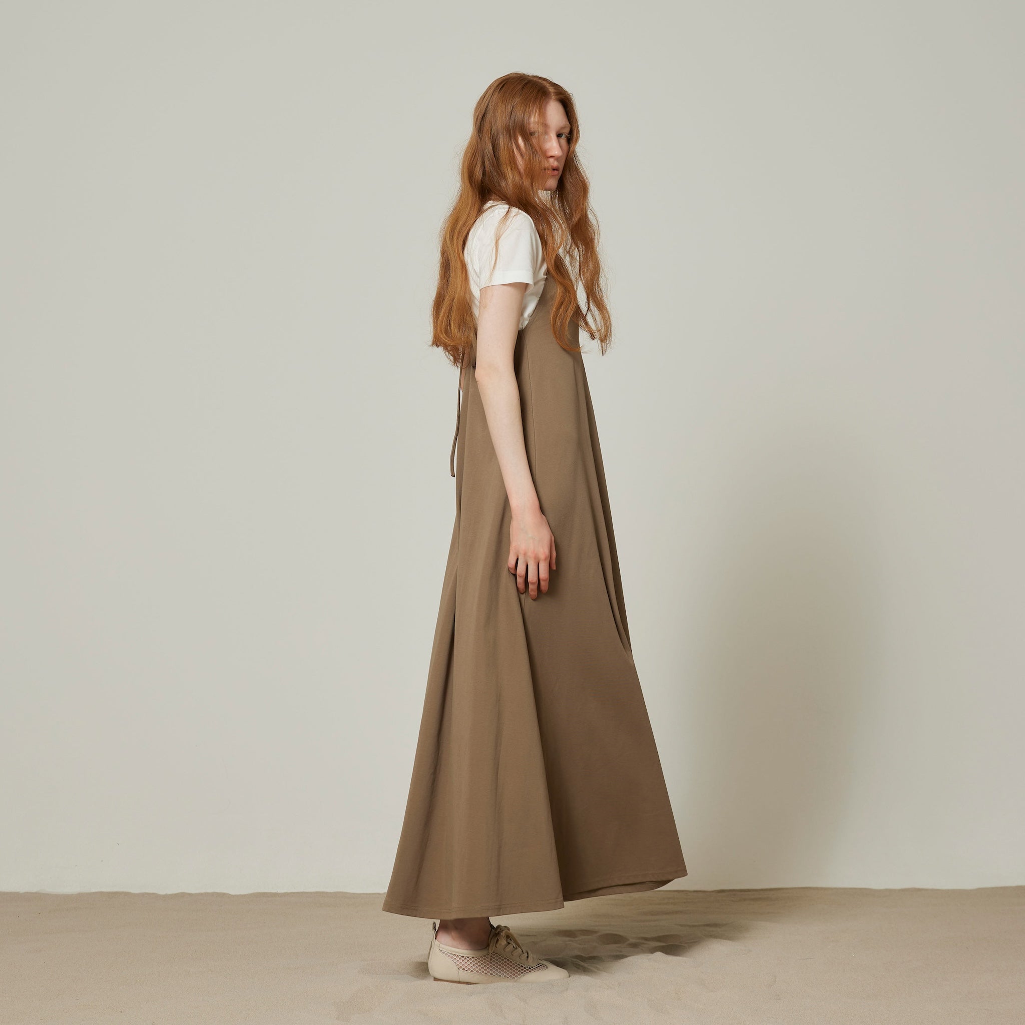 Silk-satin cotton flare dress