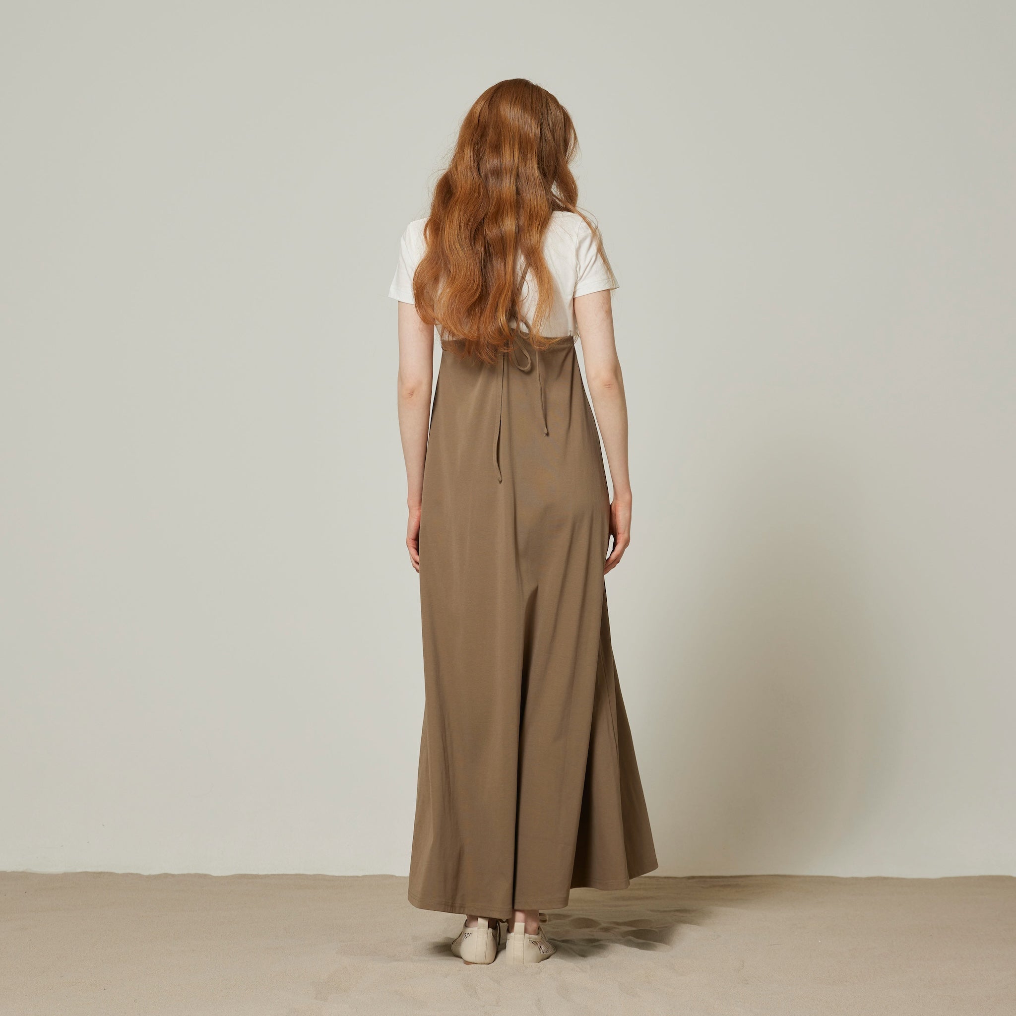 Silk-satin cotton flare dress