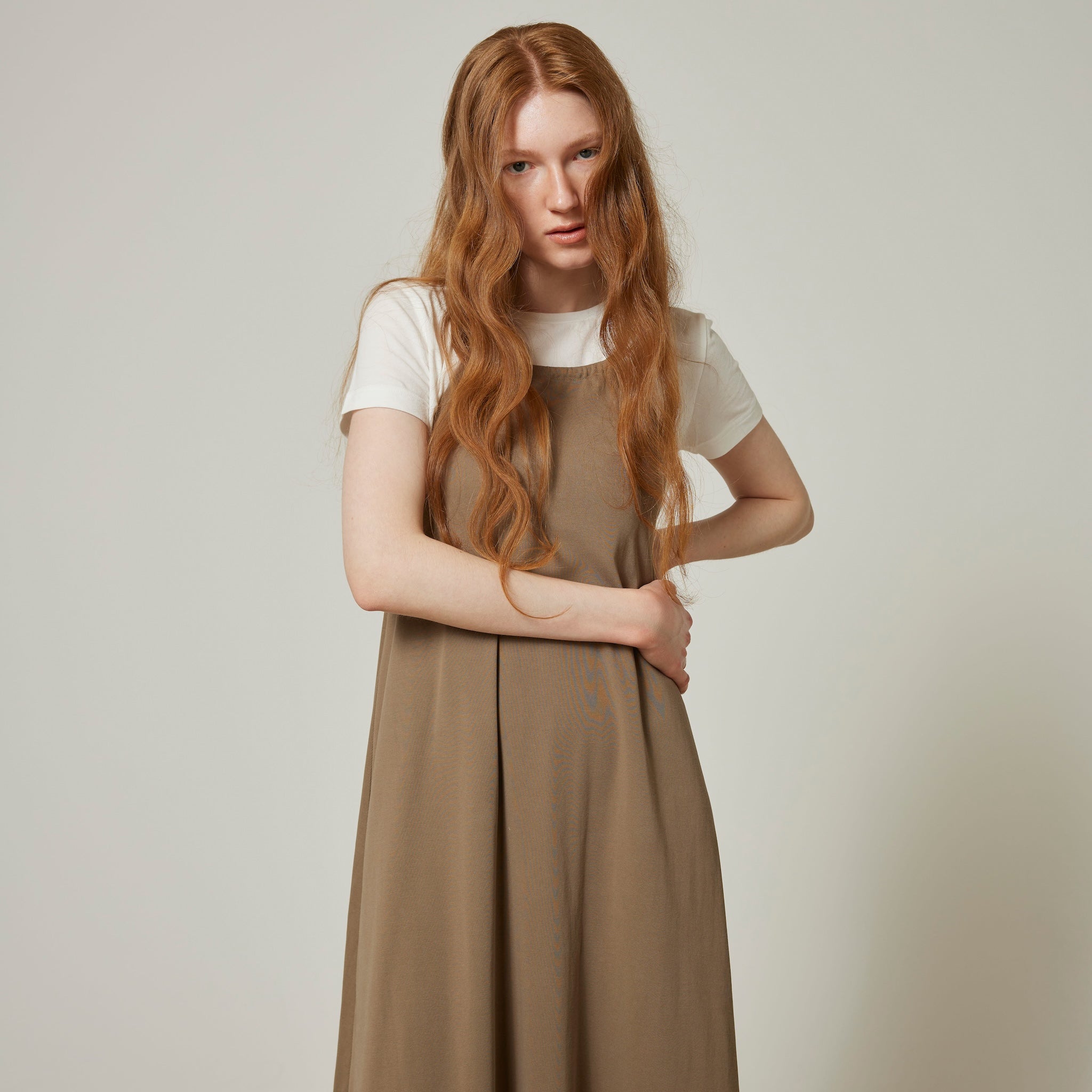 Silk-satin cotton flare dress