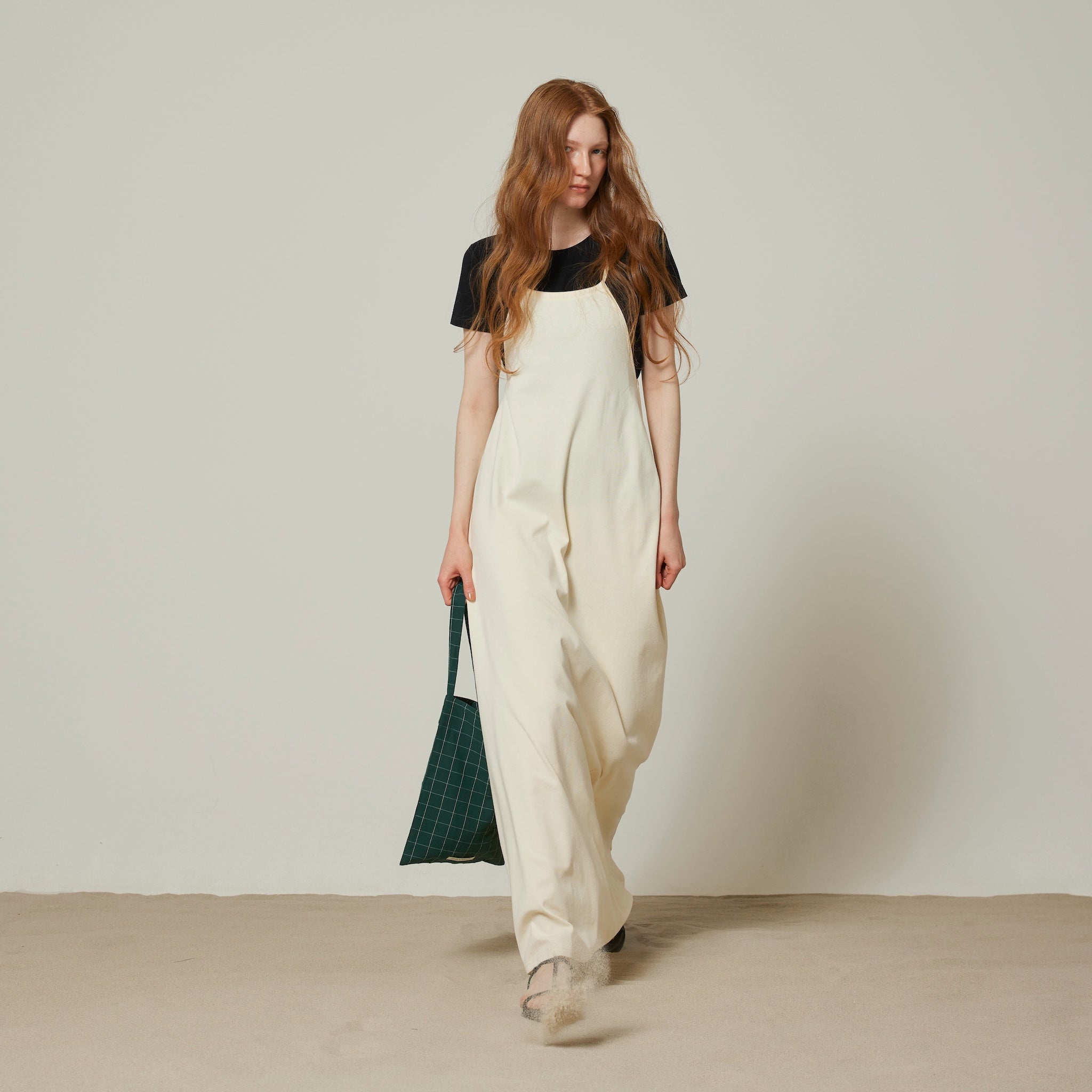 Silk-satin cotton flare dress