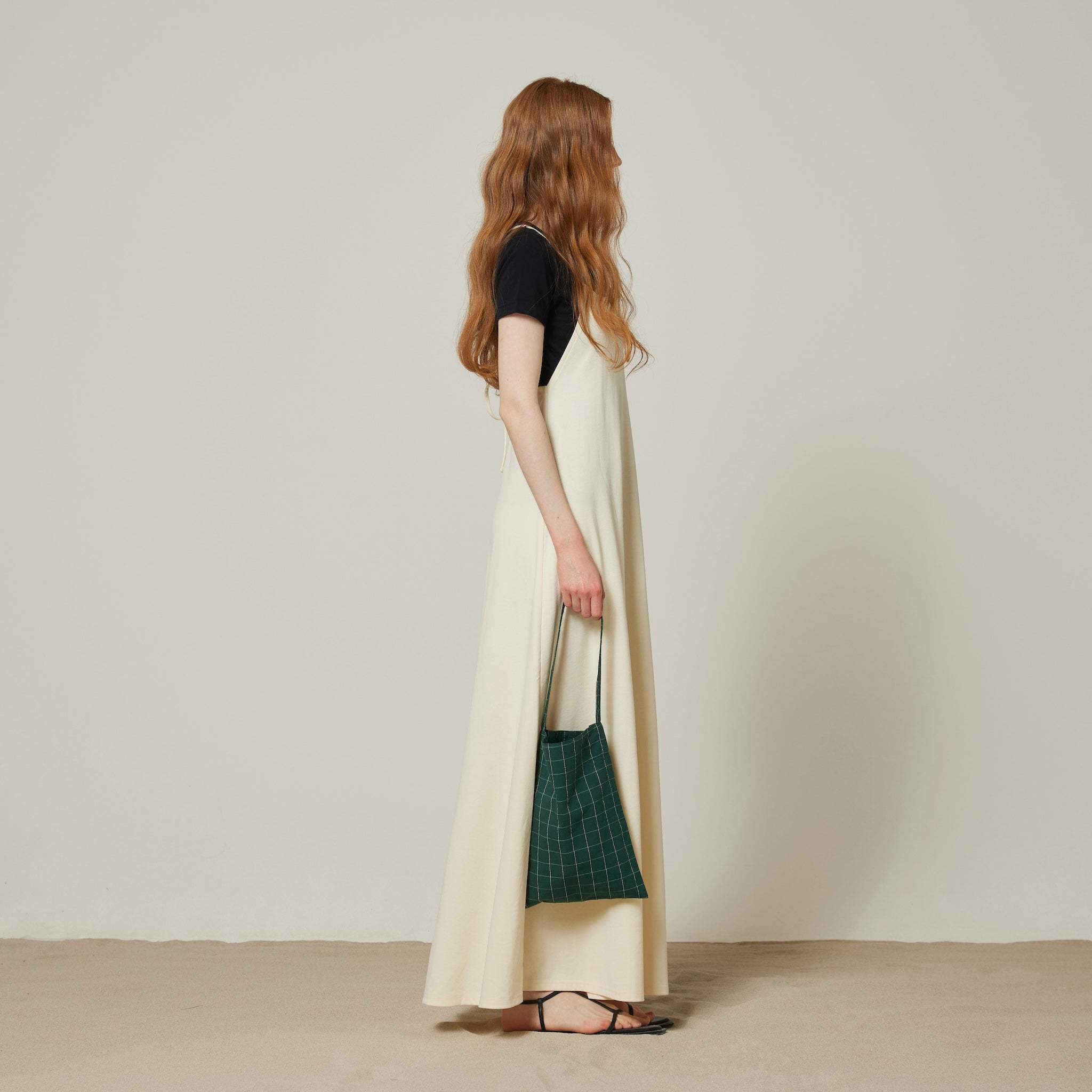 Silk-satin cotton flare dress