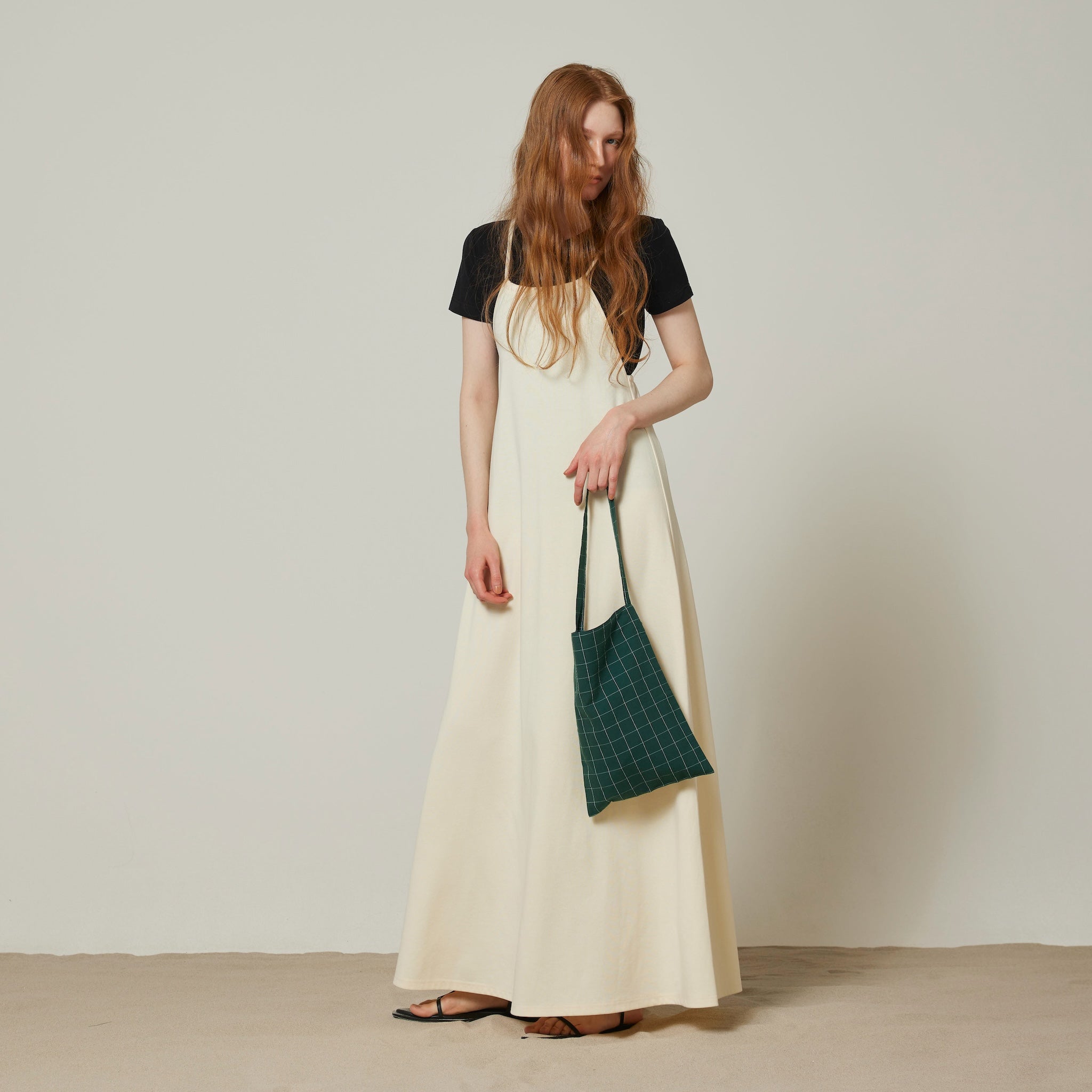 Silk-satin cotton flare dress