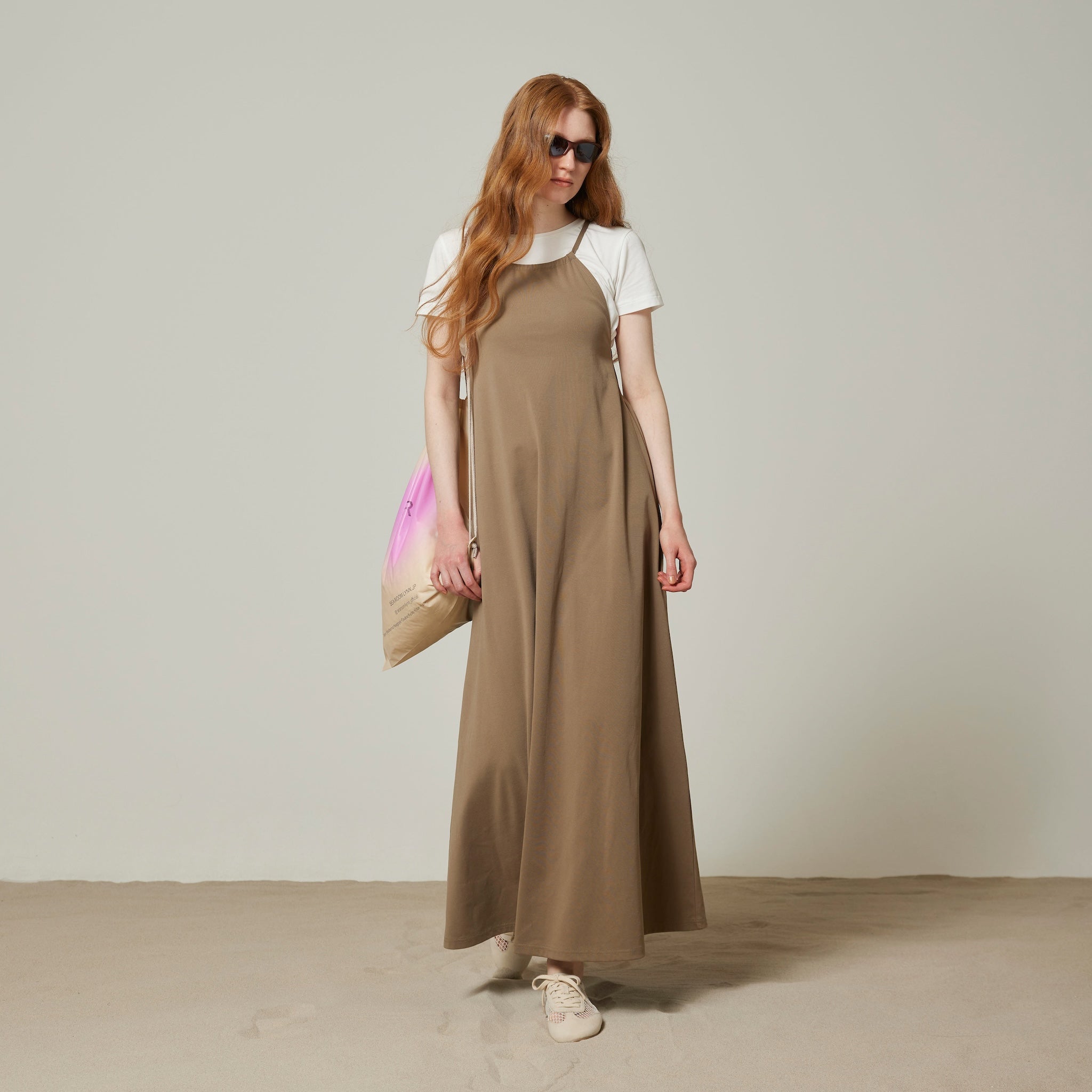 Silk-satin cotton flare dress