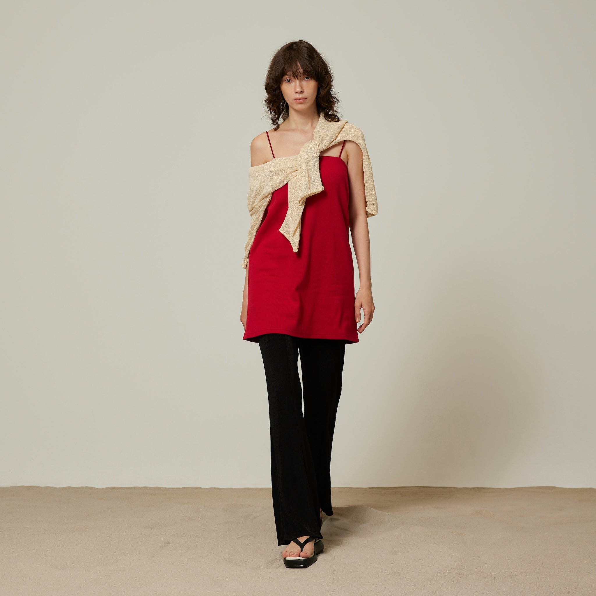 パッドin RIB スパゲッティminiドレス