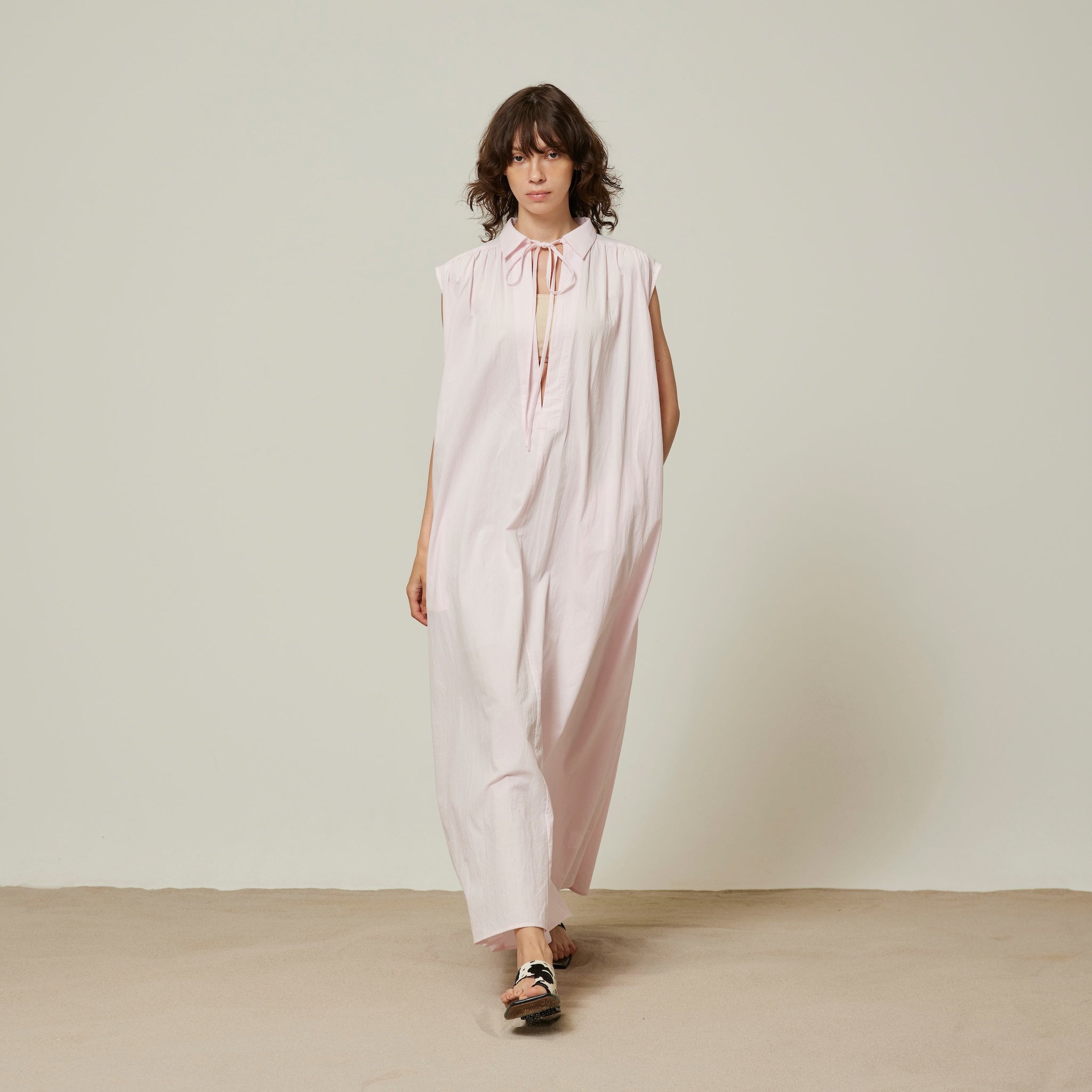 Cotton Wash collar Vカットタンクドレス