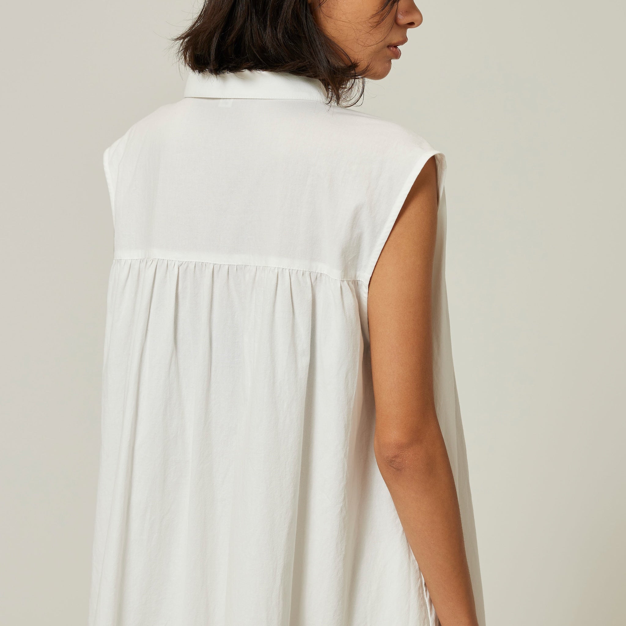 Cotton Wash collar Vカットタンクドレス