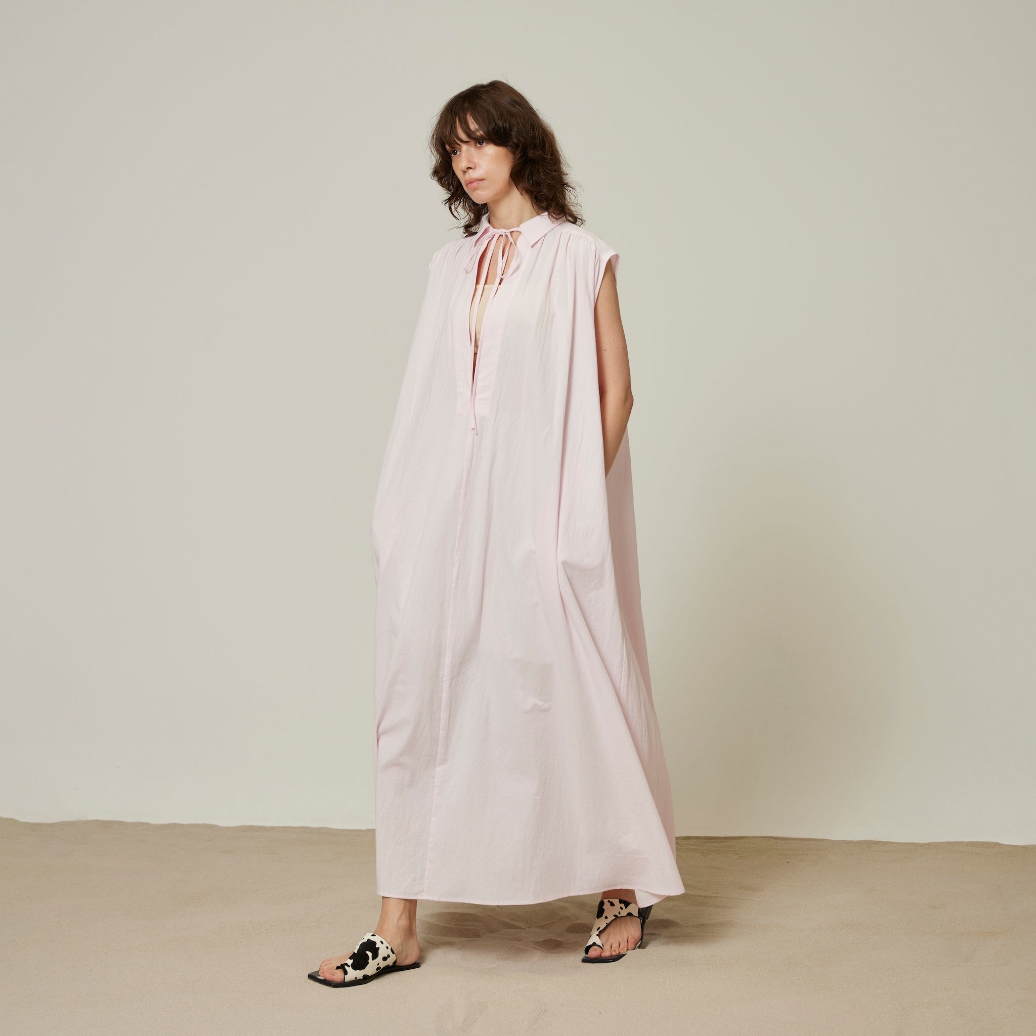 Cotton Wash collar Vカットタンクドレス