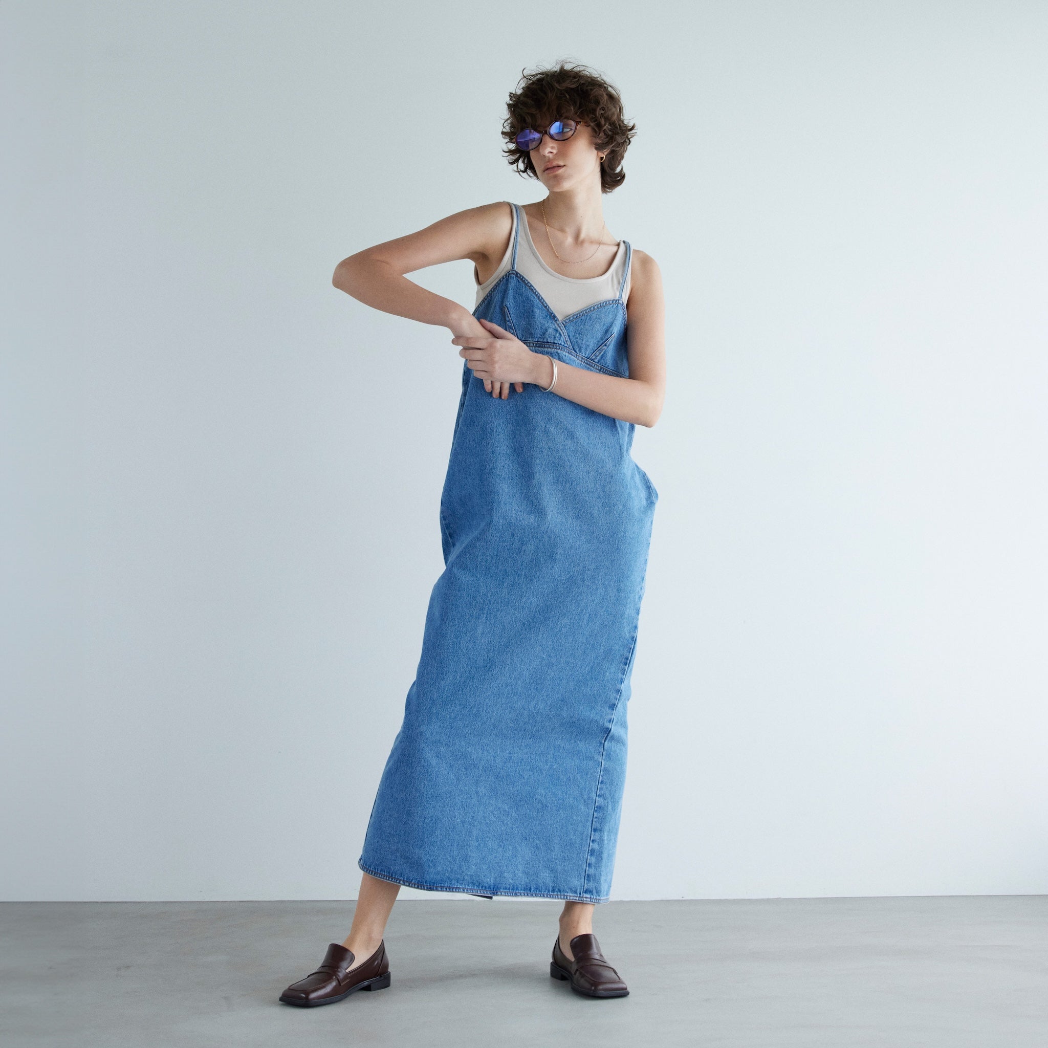 Denim bustier straight dress