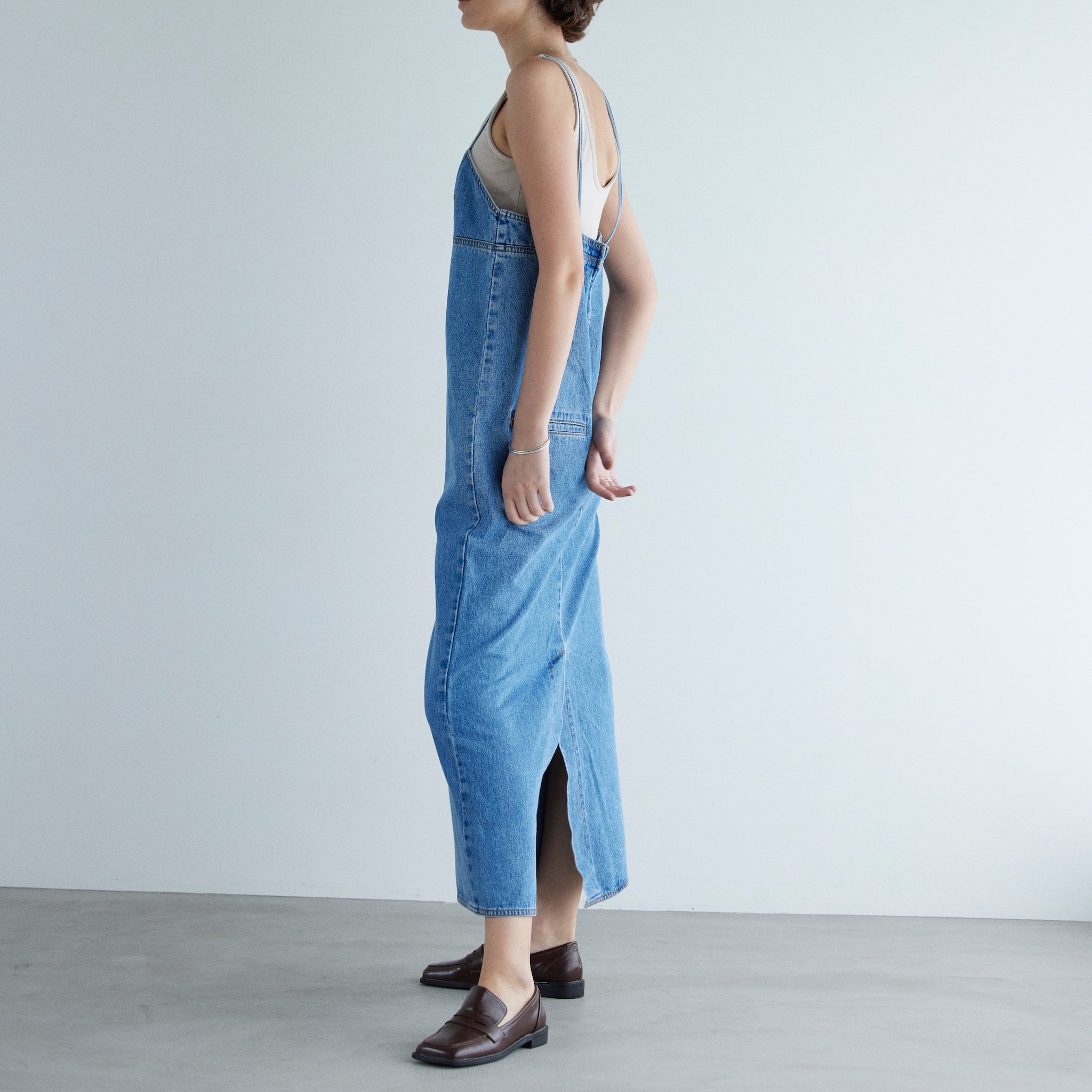 Denim bustier straight dress