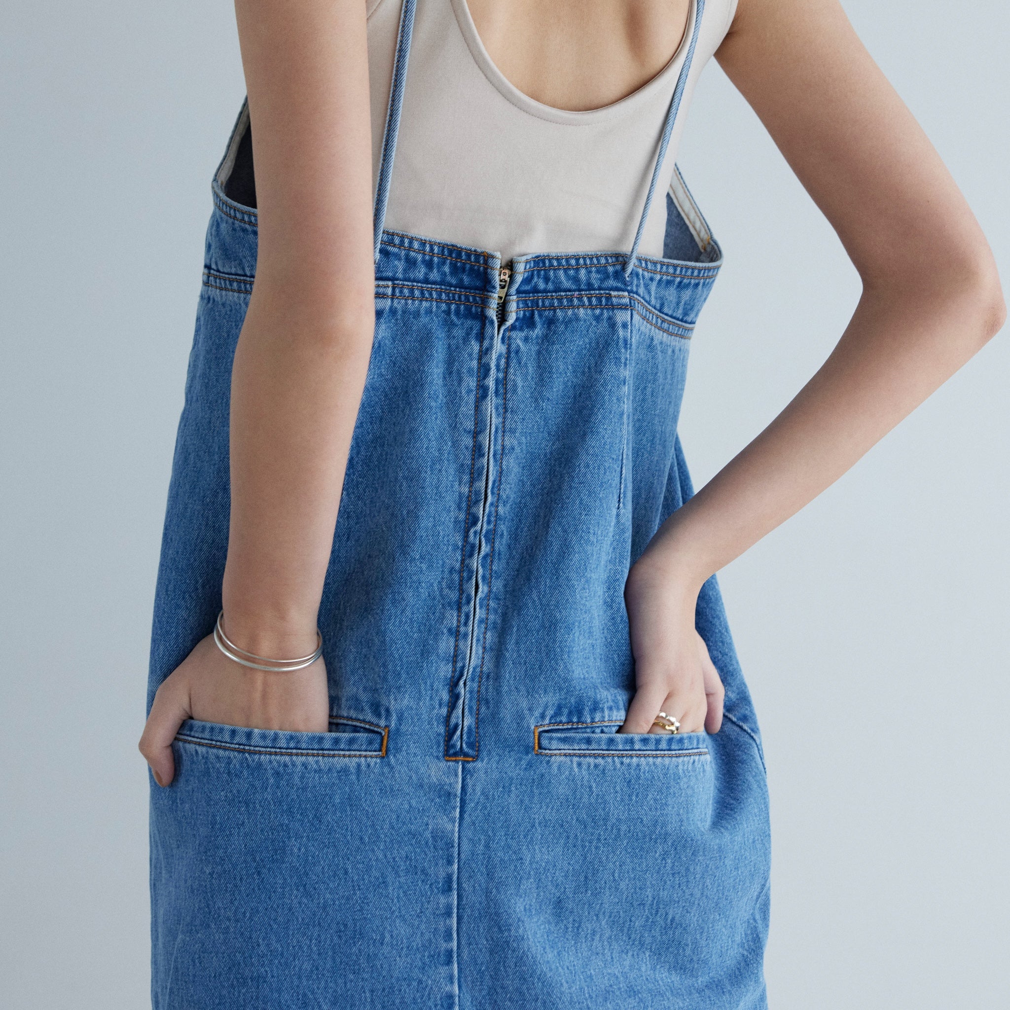 Denim bustier straight dress