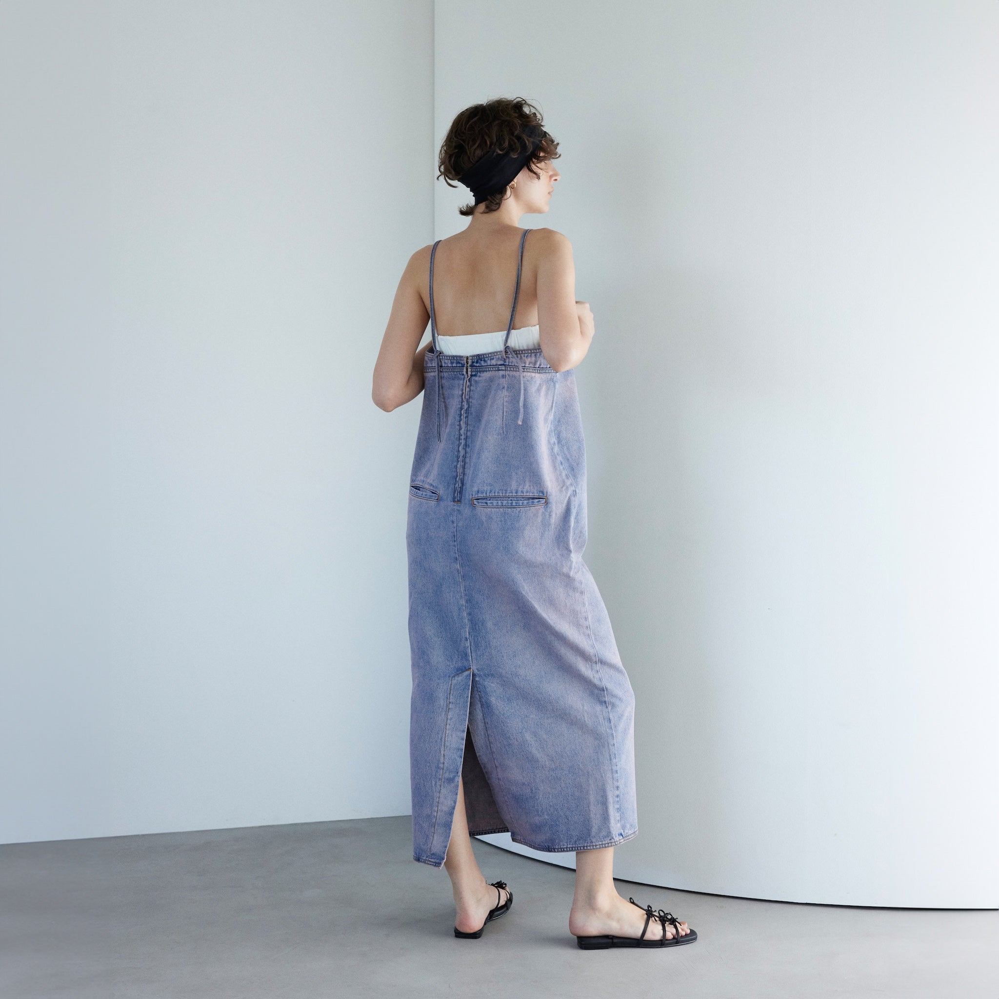 Denim bustier straight dress