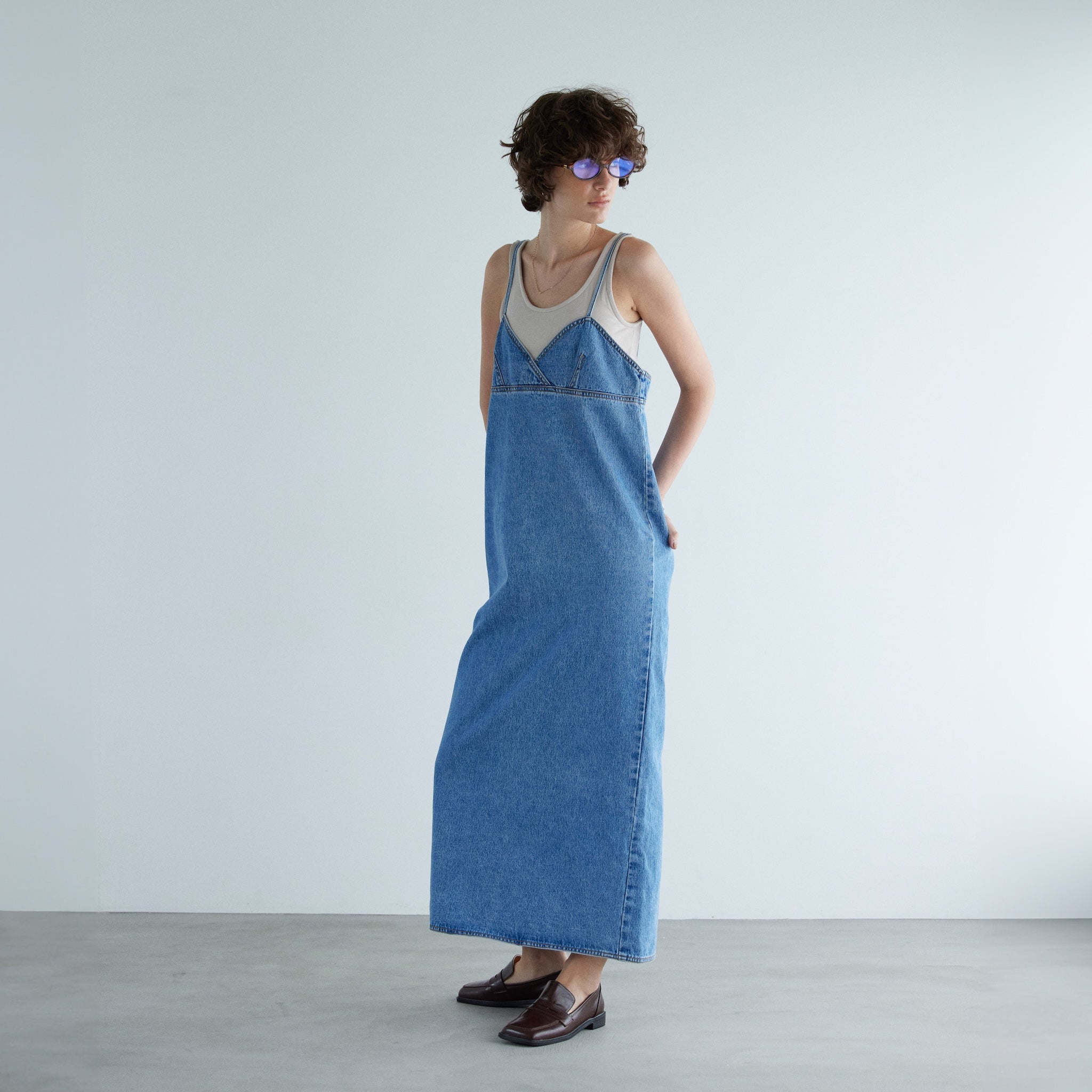 Denim bustier straight dress