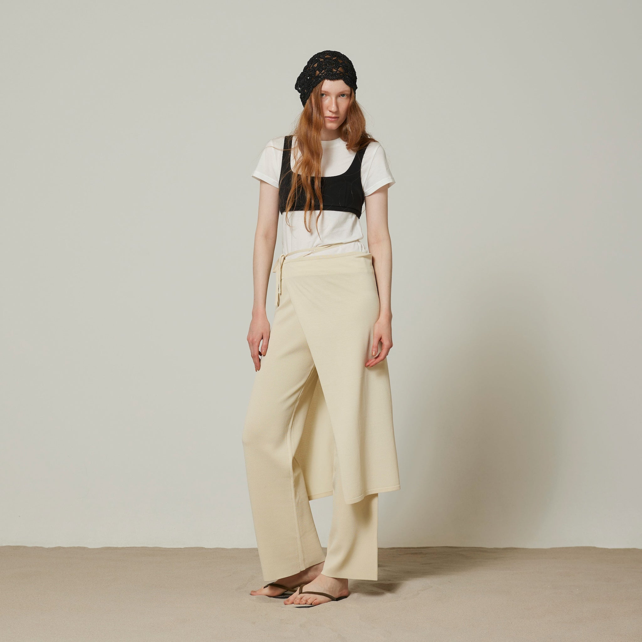 Wrapスカーフニットパンツ