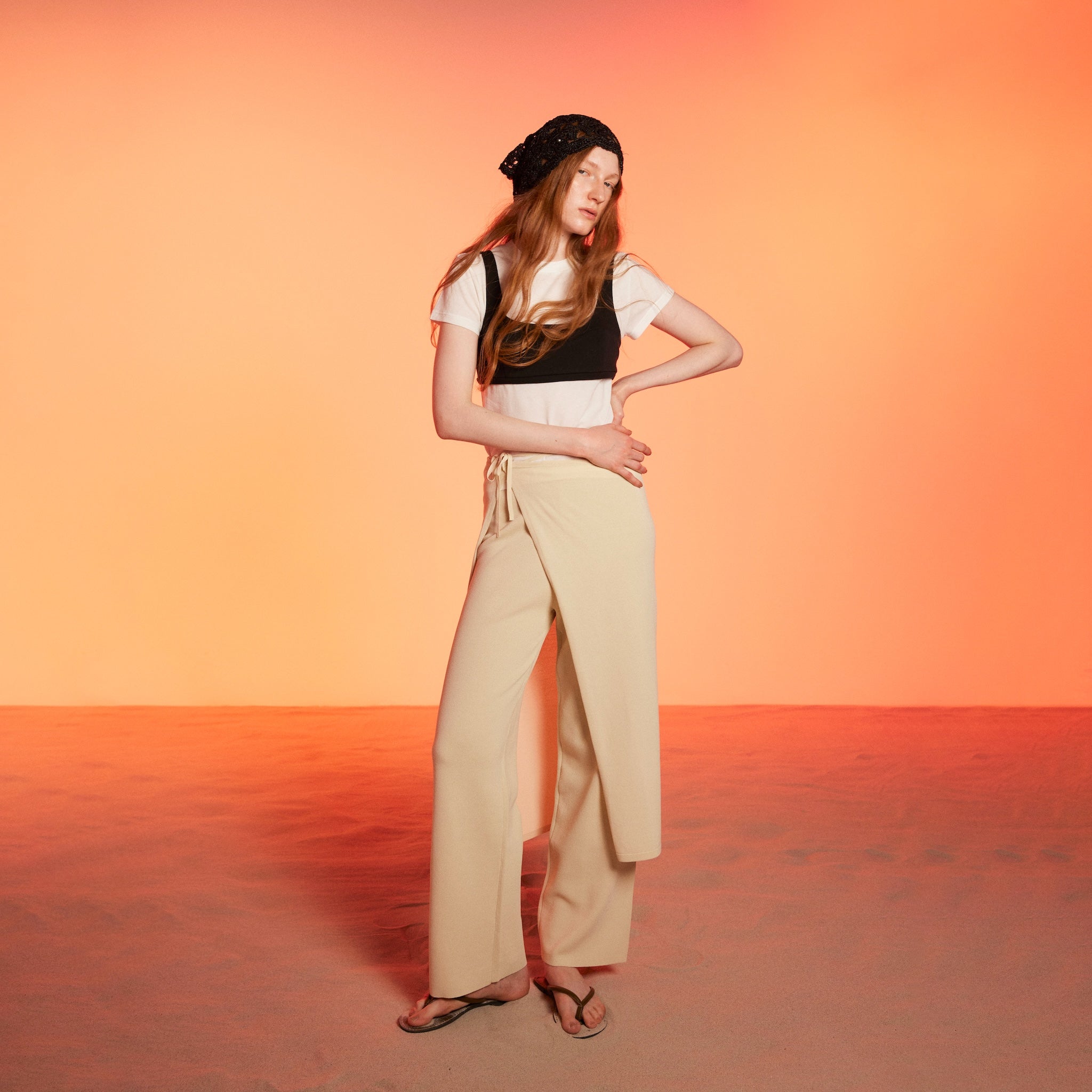 Wrapスカーフニットパンツ