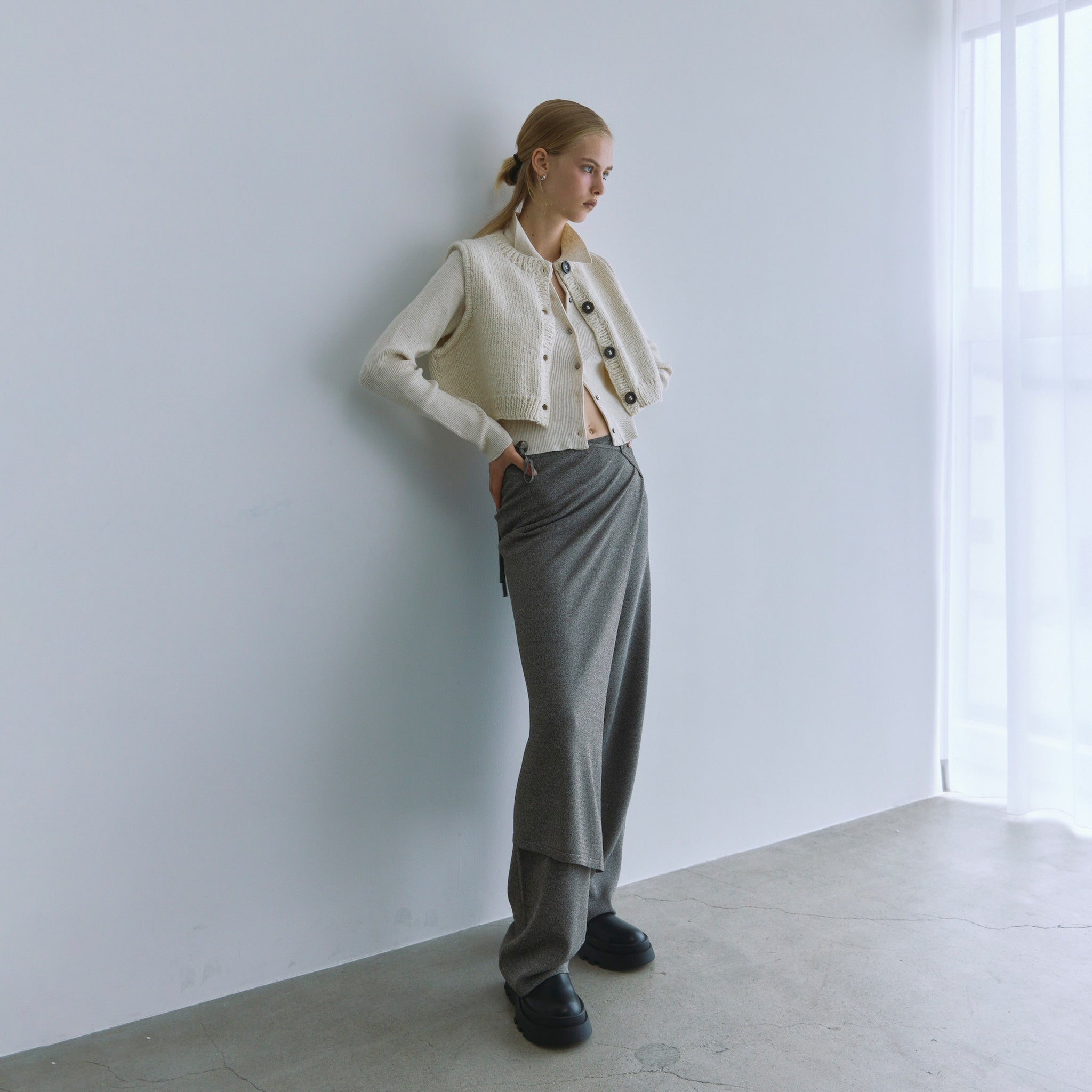 Wrapスカーフニットパンツ