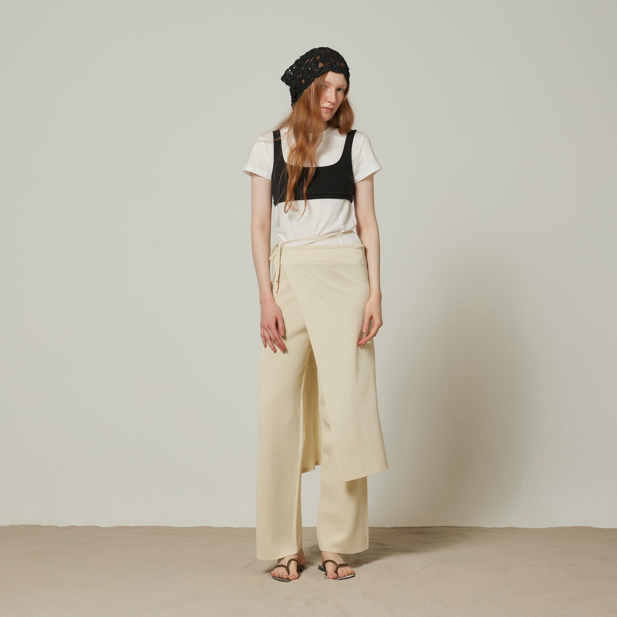 Wrapスカーフニットパンツ